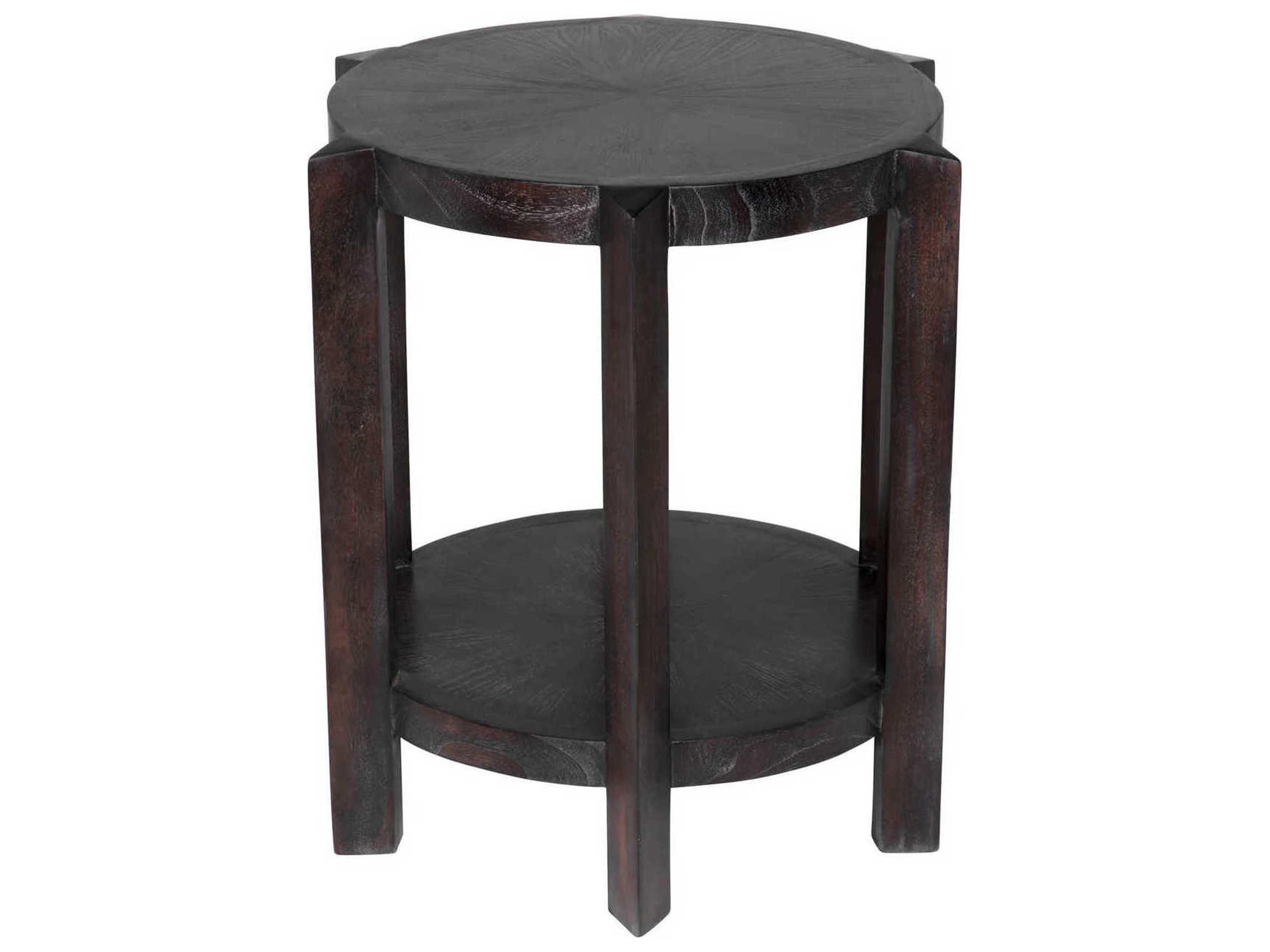 Noir Yuhuda Round Wood Sombre End Table