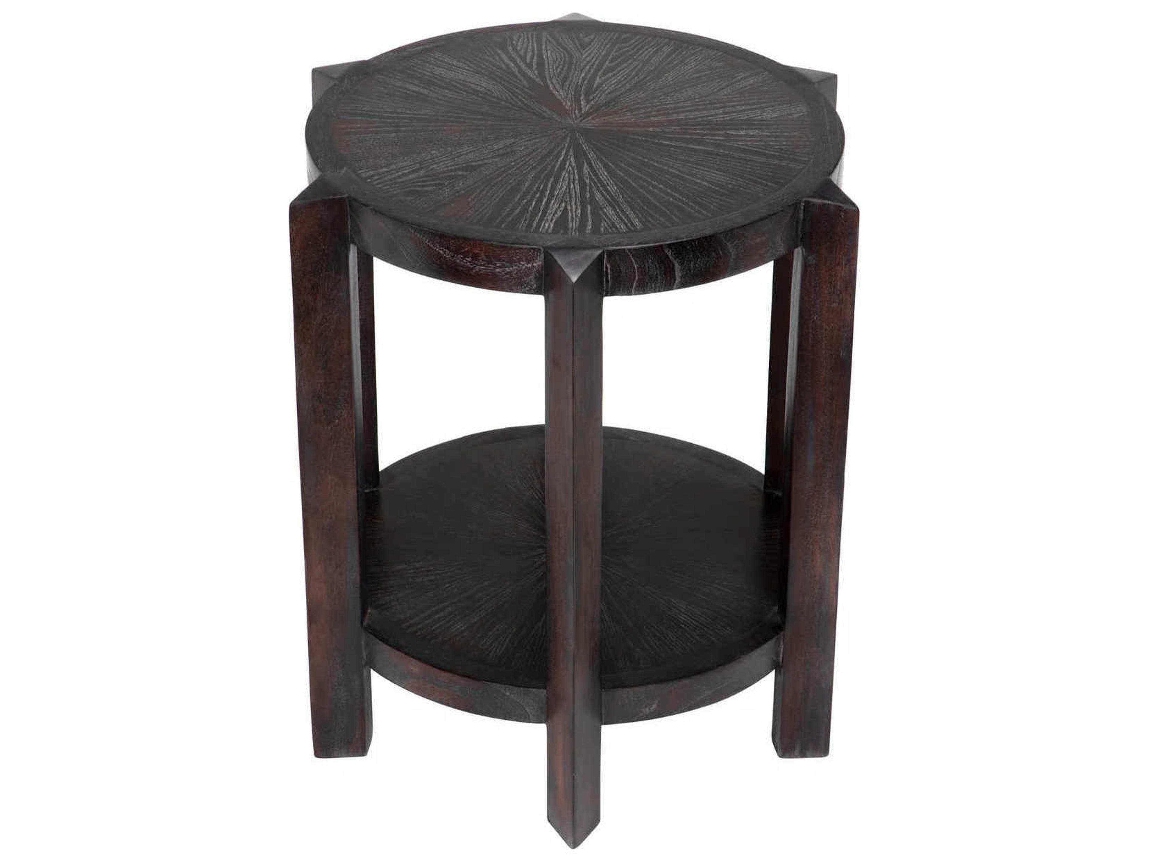 Noir Yuhuda Round Wood Sombre End Table