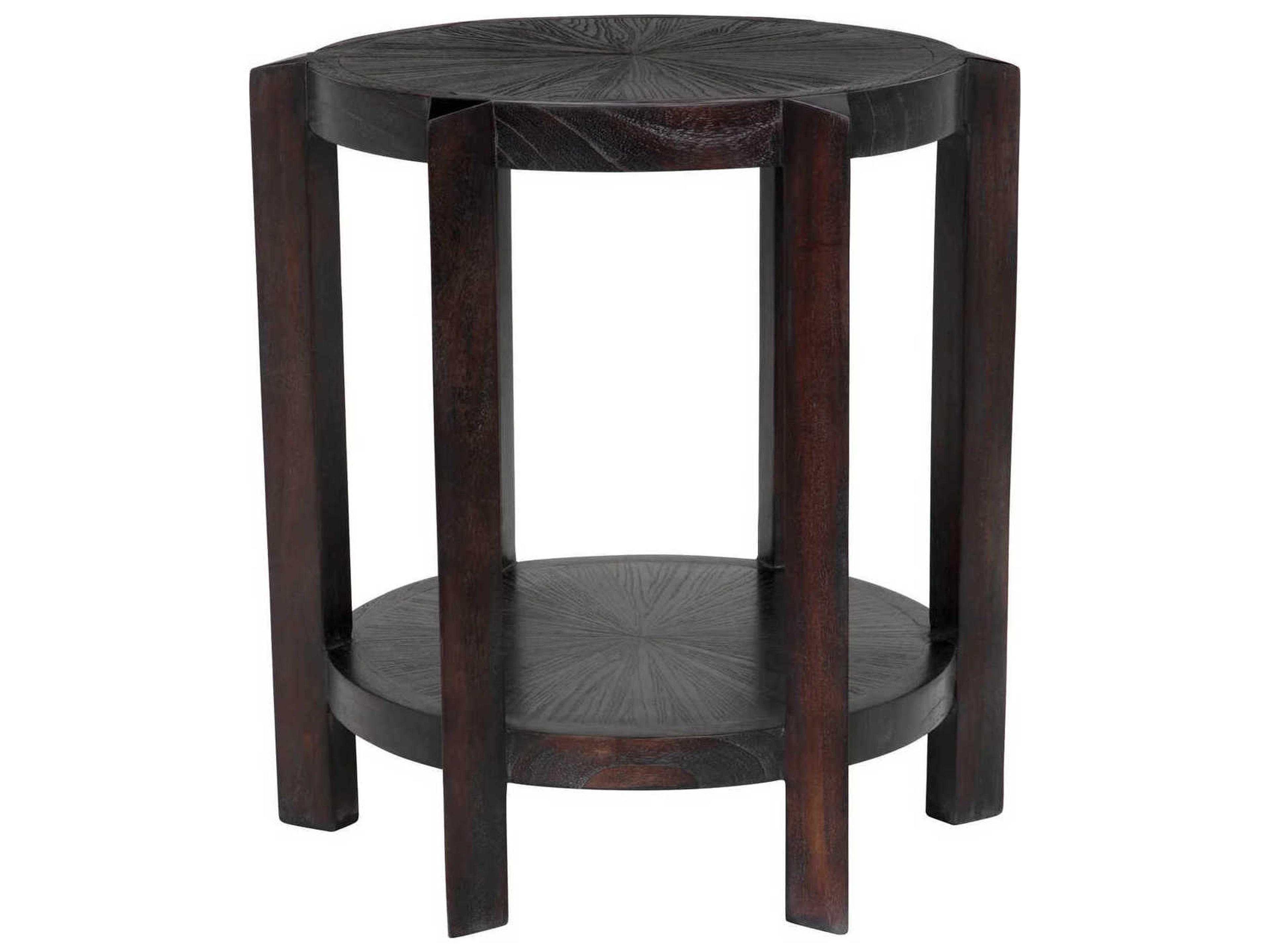 Noir Yuhuda Round Wood Sombre End Table