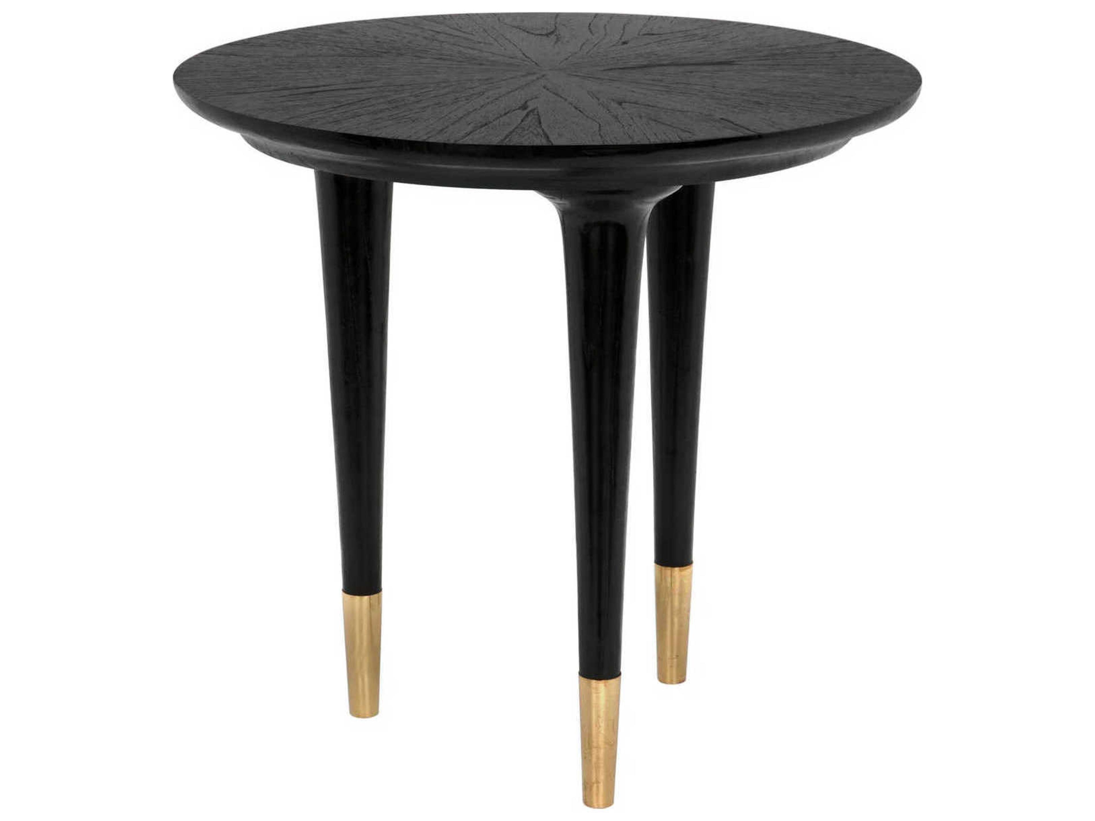 Noir Maganini Round Wood Charcoal Black End Table