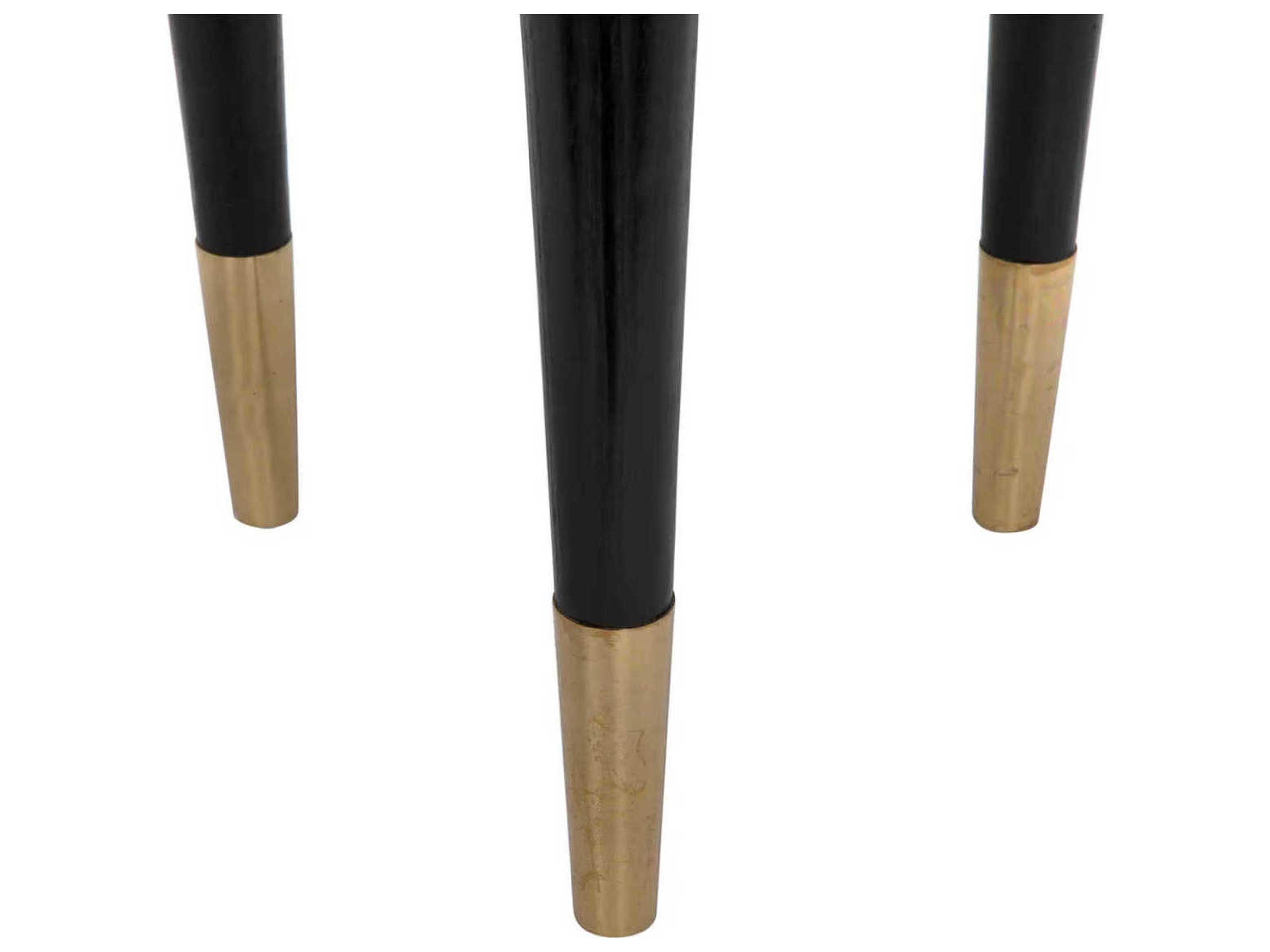 Noir Maganini Round Wood Charcoal Black End Table