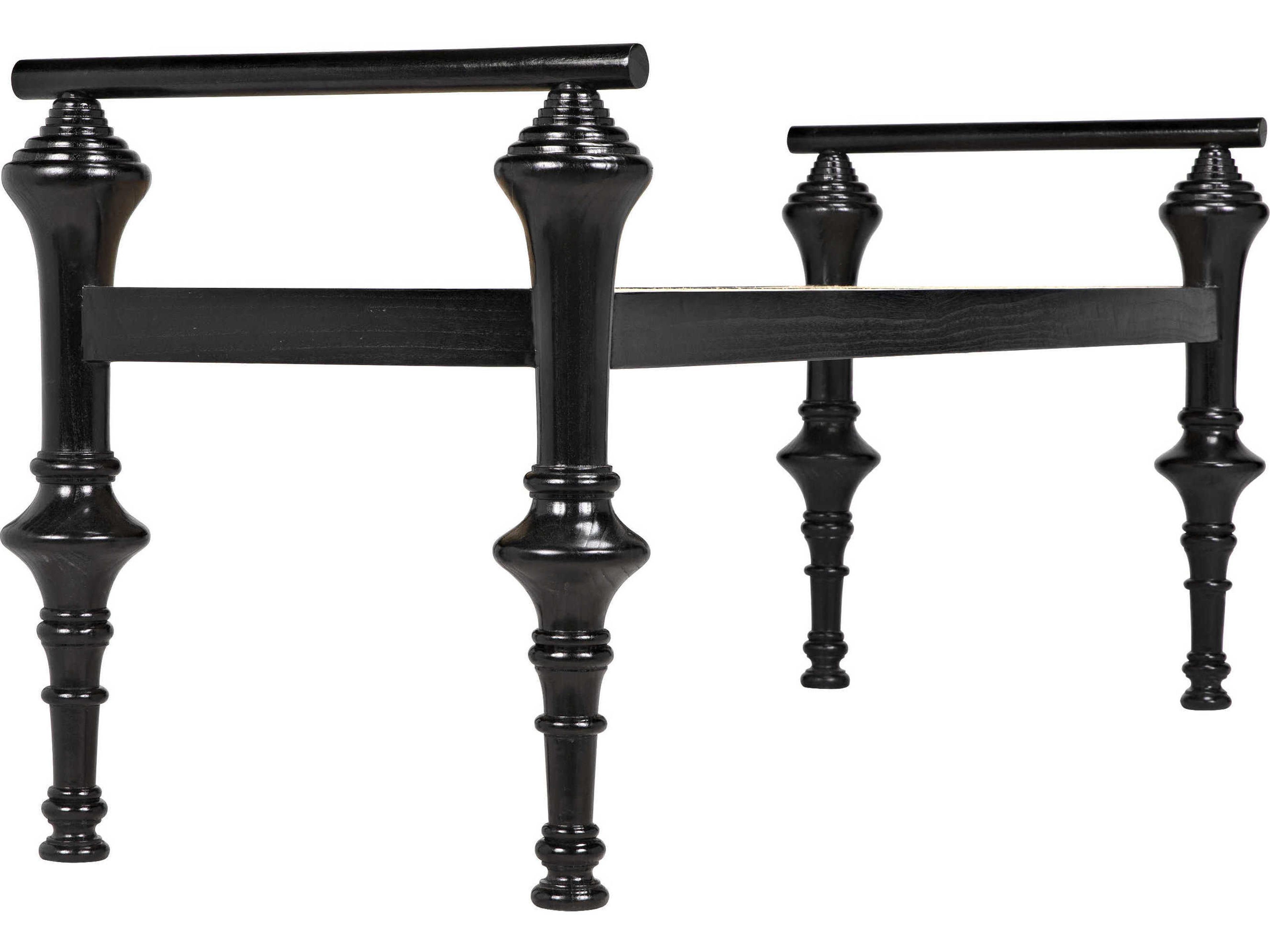 Noir Caning Charcoal Black Brown Accent Bench