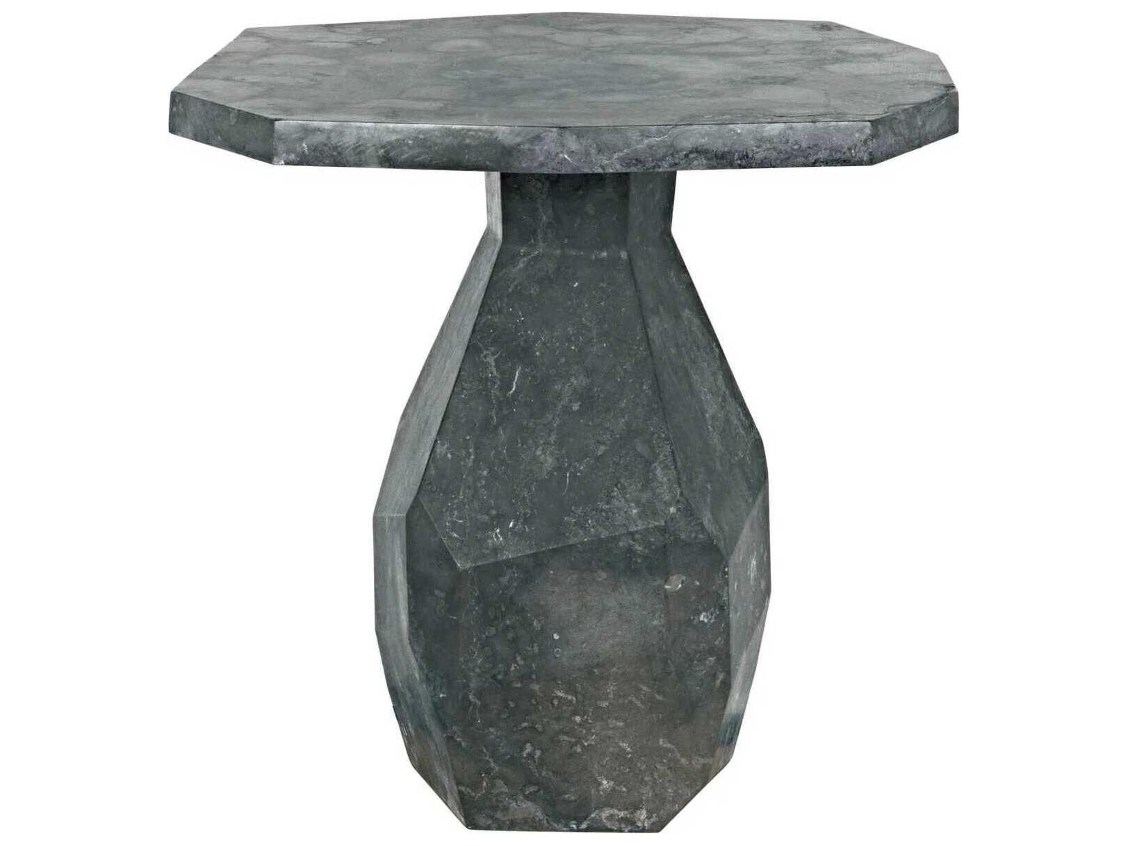 Round Black Marble End Table