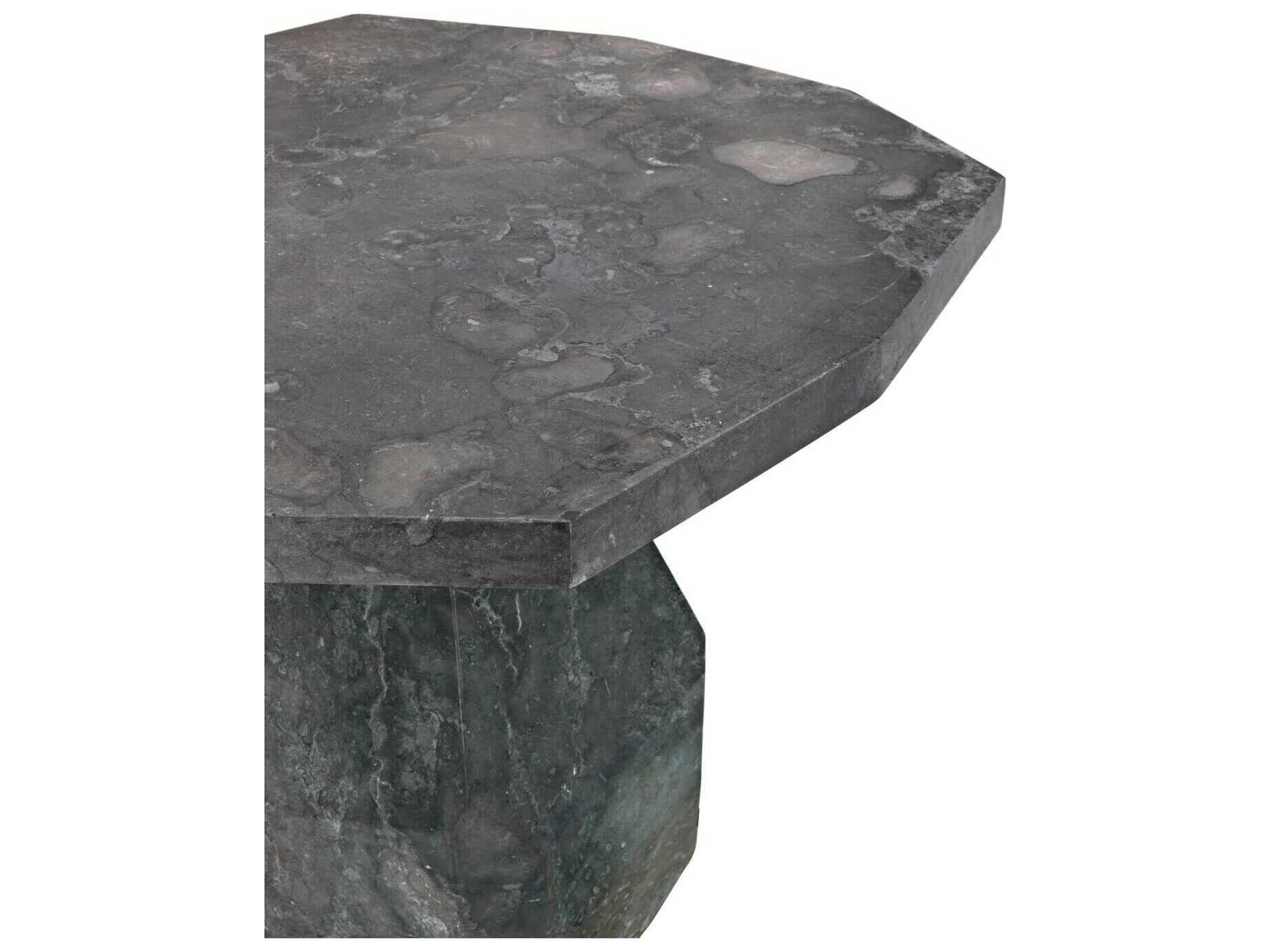 Noir Round Black Marble End Table