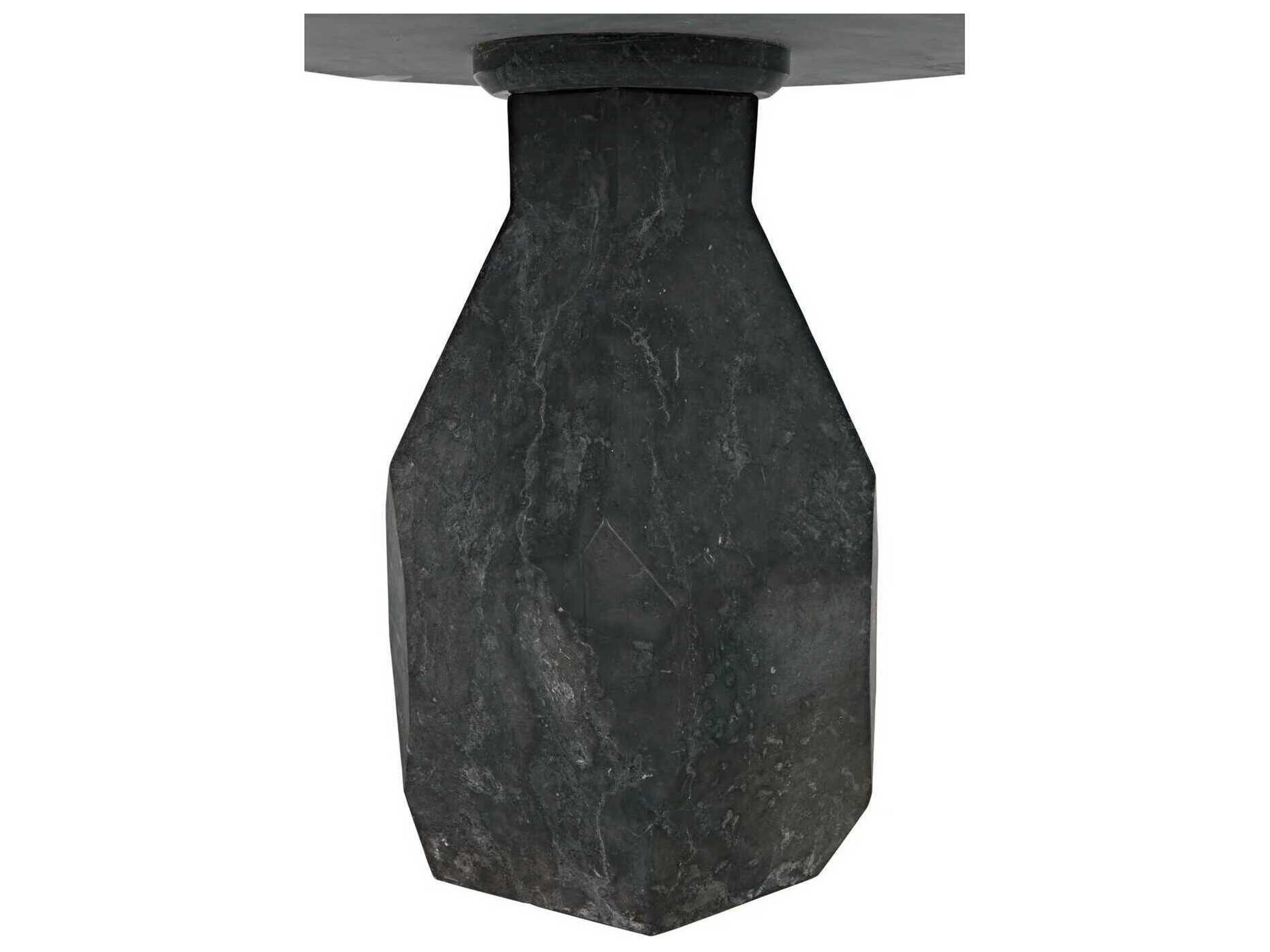 Noir Round Black Marble End Table