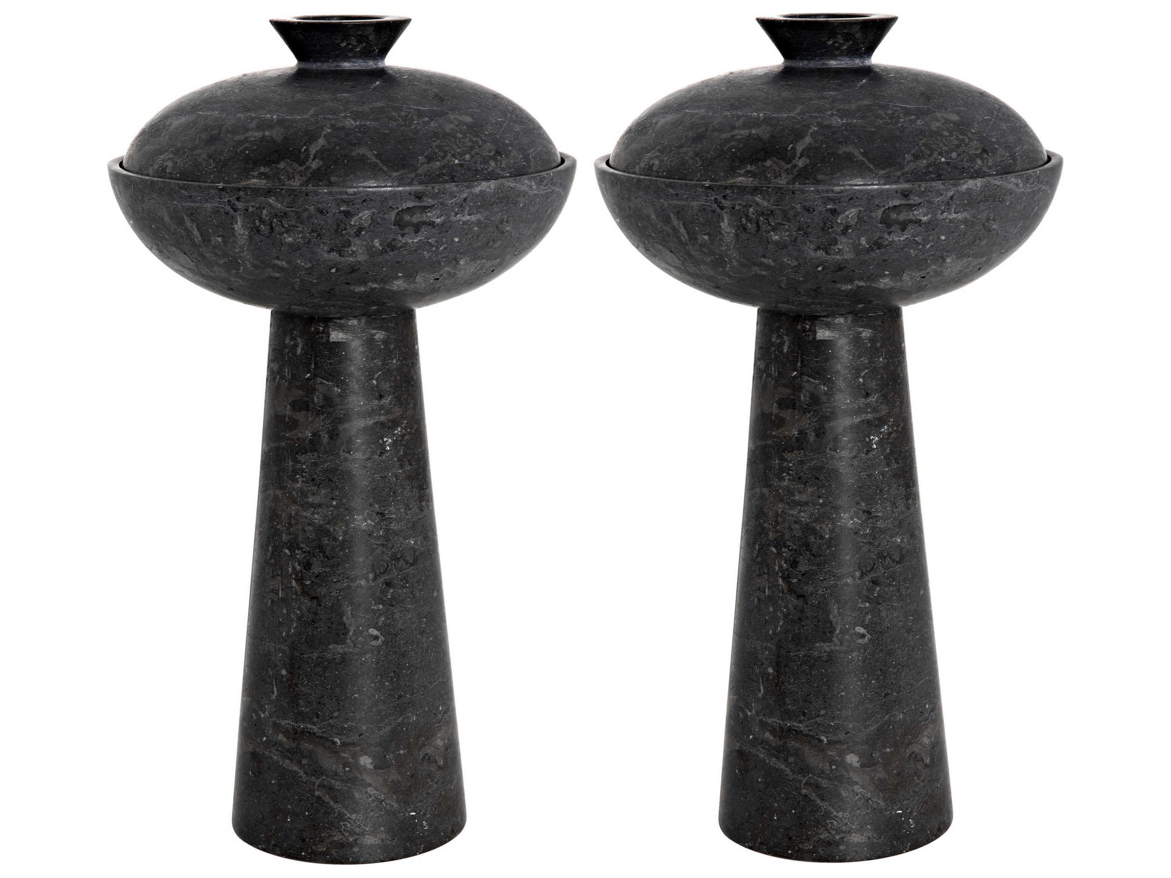 Noir Guy Black Marble Decorative Accent Set of 2