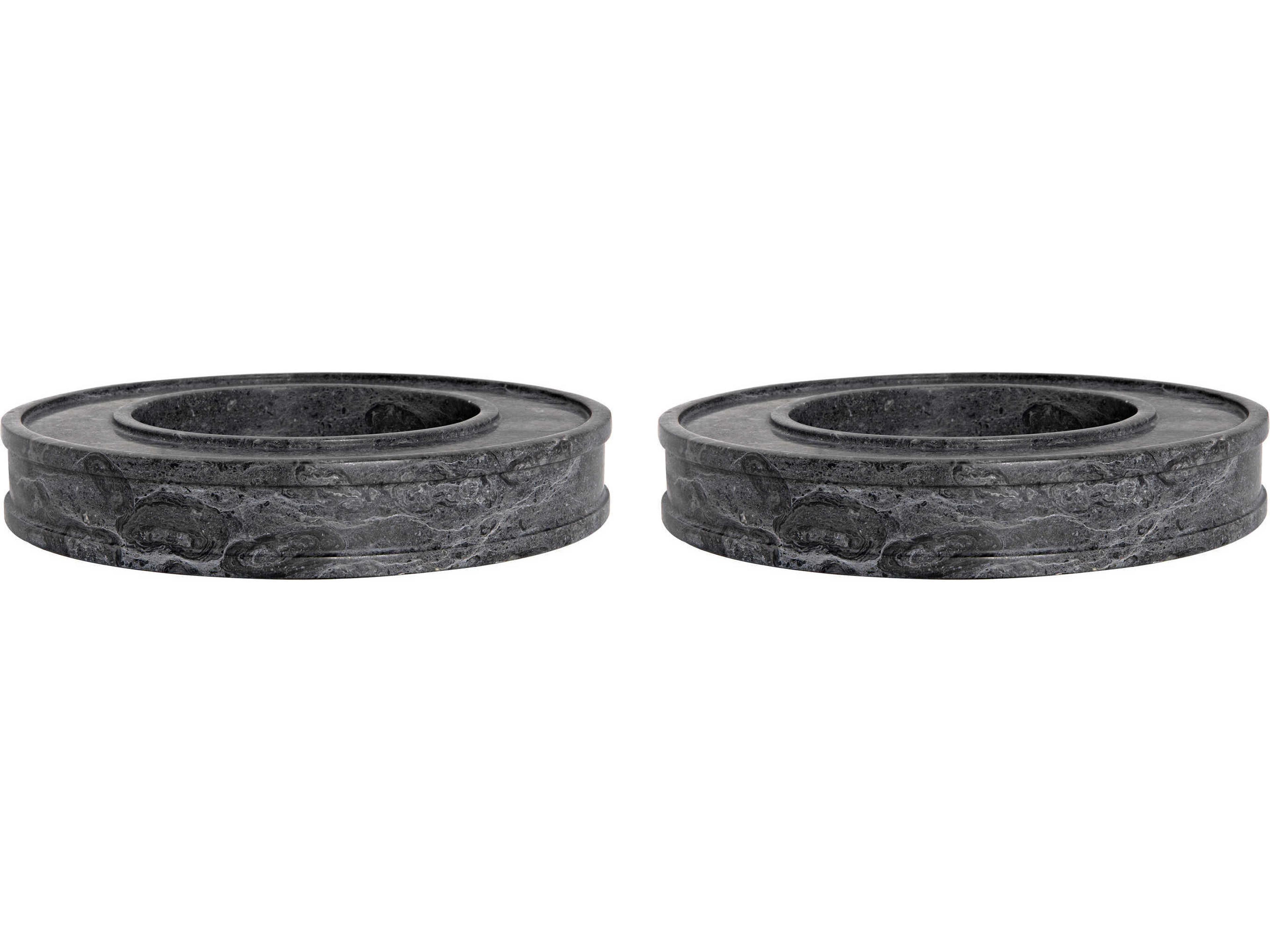 Noir Kafka Black Marble Serving Tray Set of 2