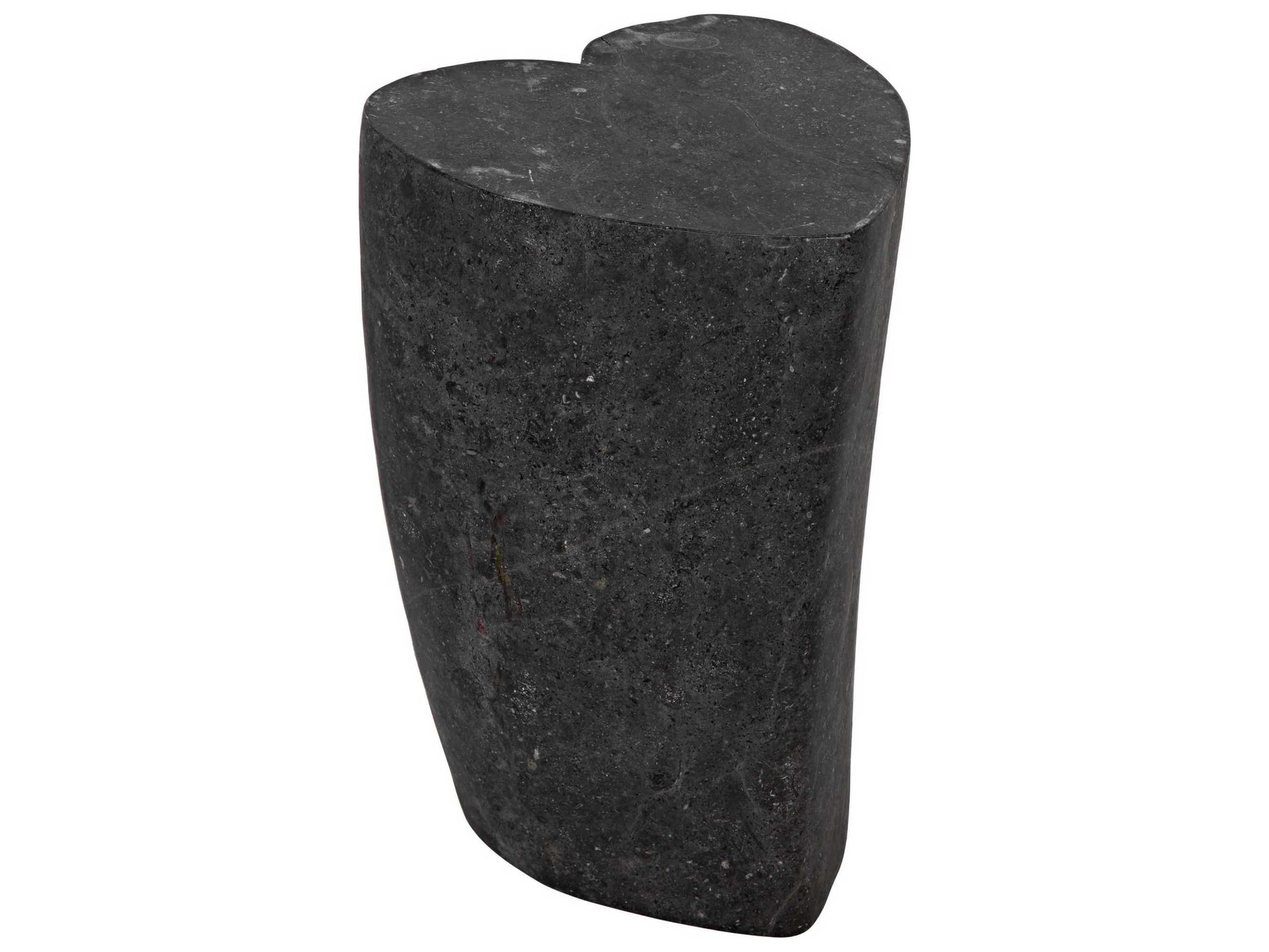 Heart Black Marble Accent Side Table Contemporary Style