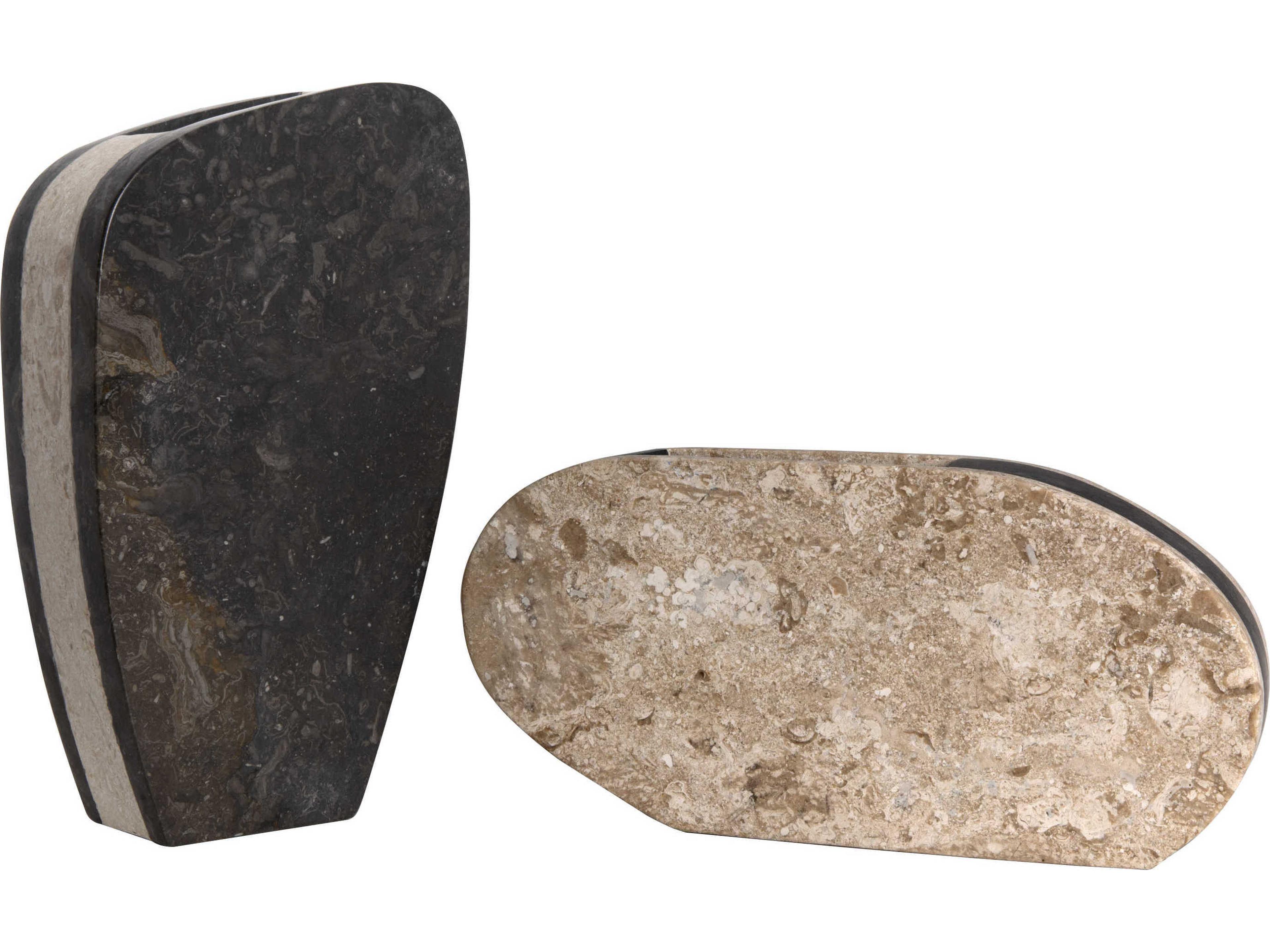 NoirZola Black And White Marble Vase Set of 2