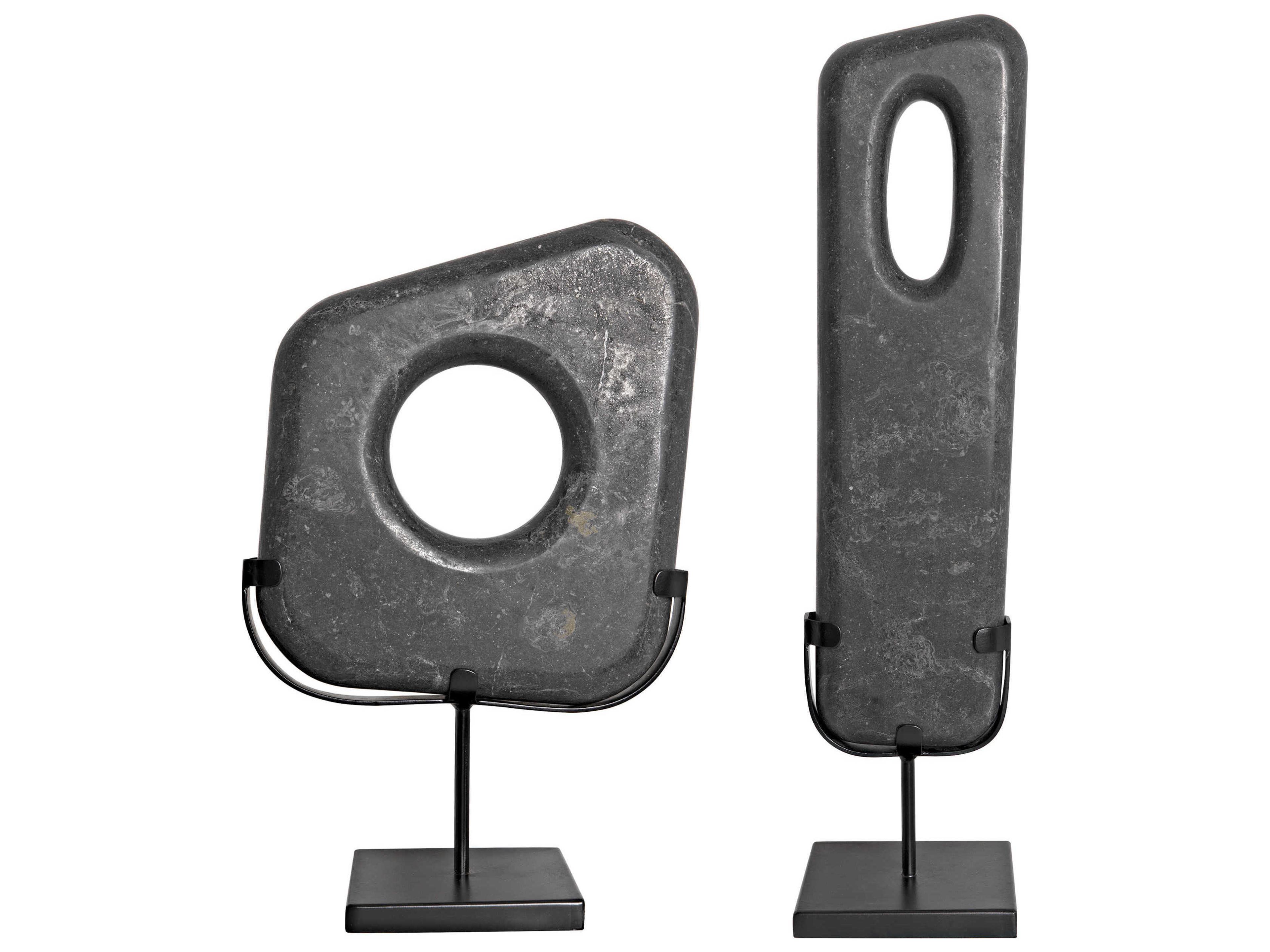 Black Marble And Matte Flaubert Decorative Accent Set of 2