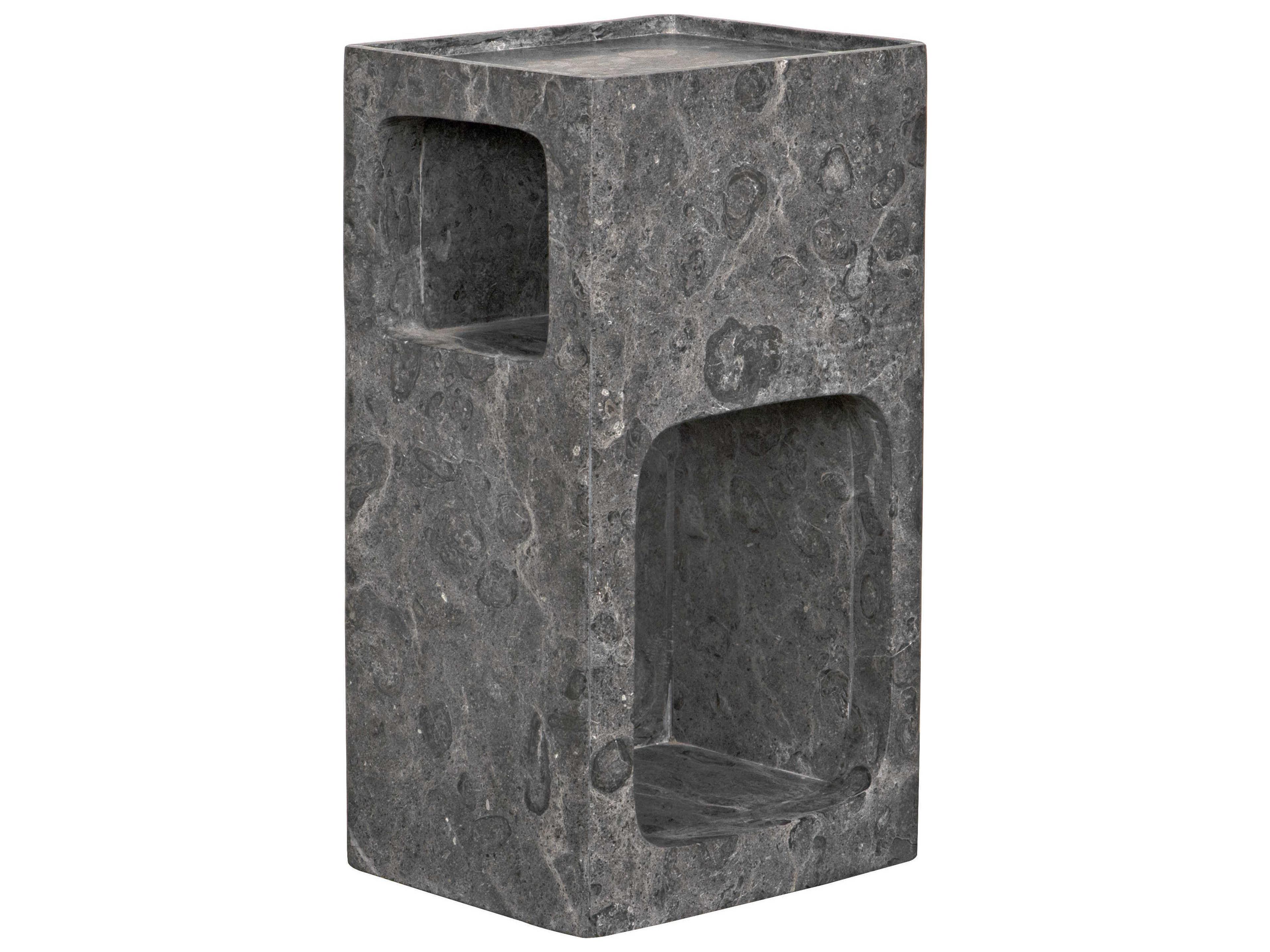 Rectangular Black Marble End Table