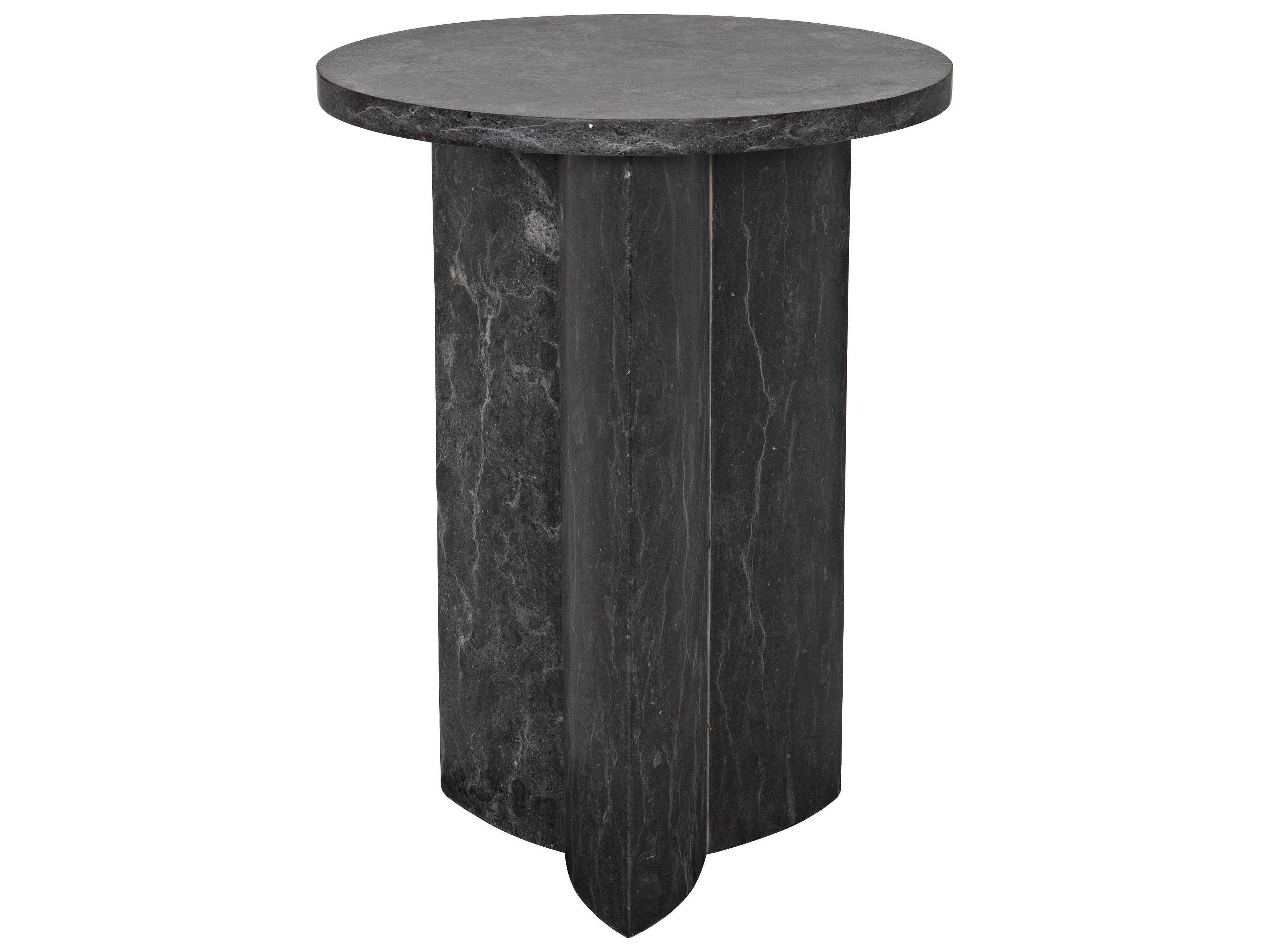 Diana Round Black Marble End Table