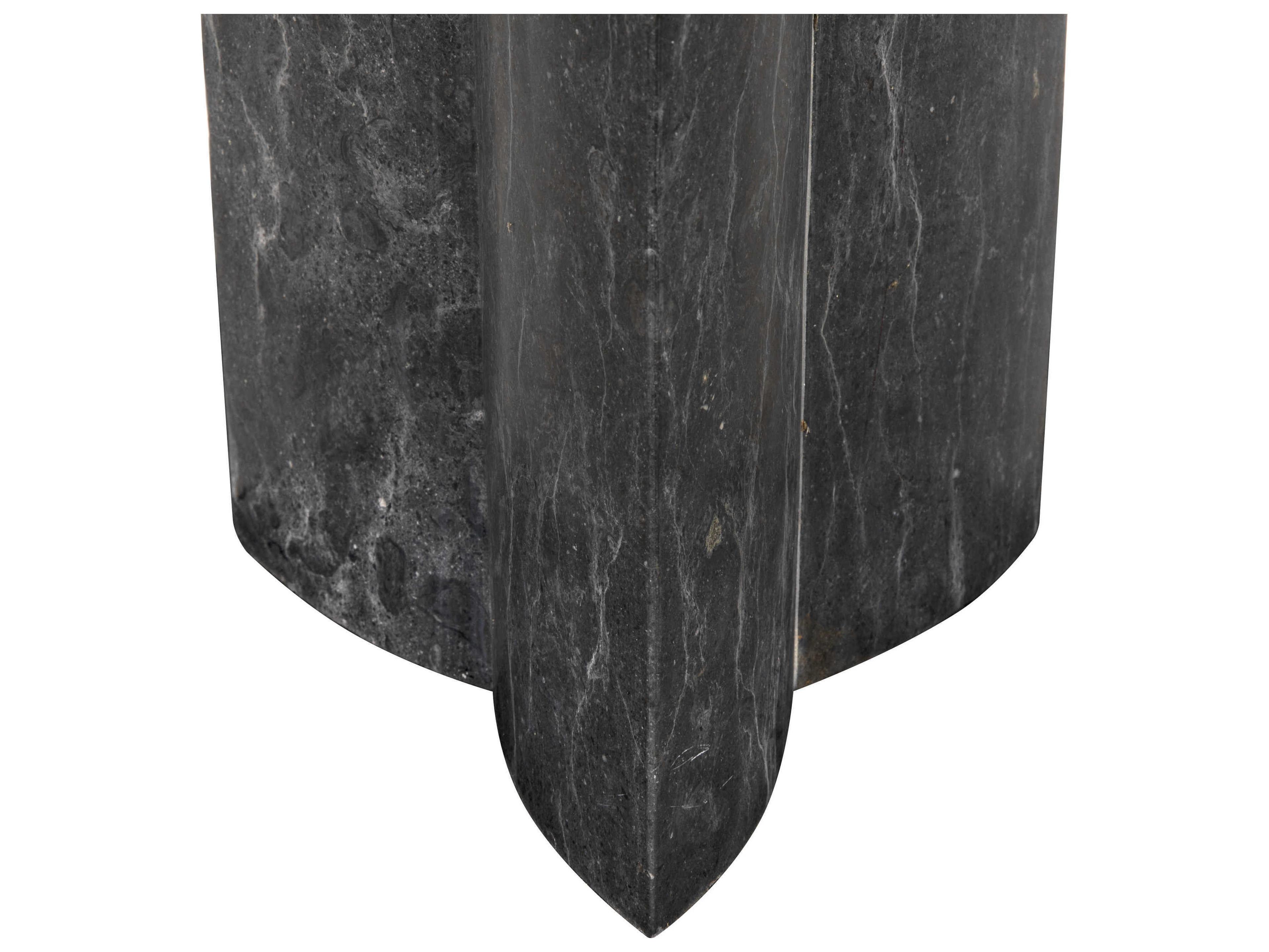 Noir Diana Round Black Marble End Table