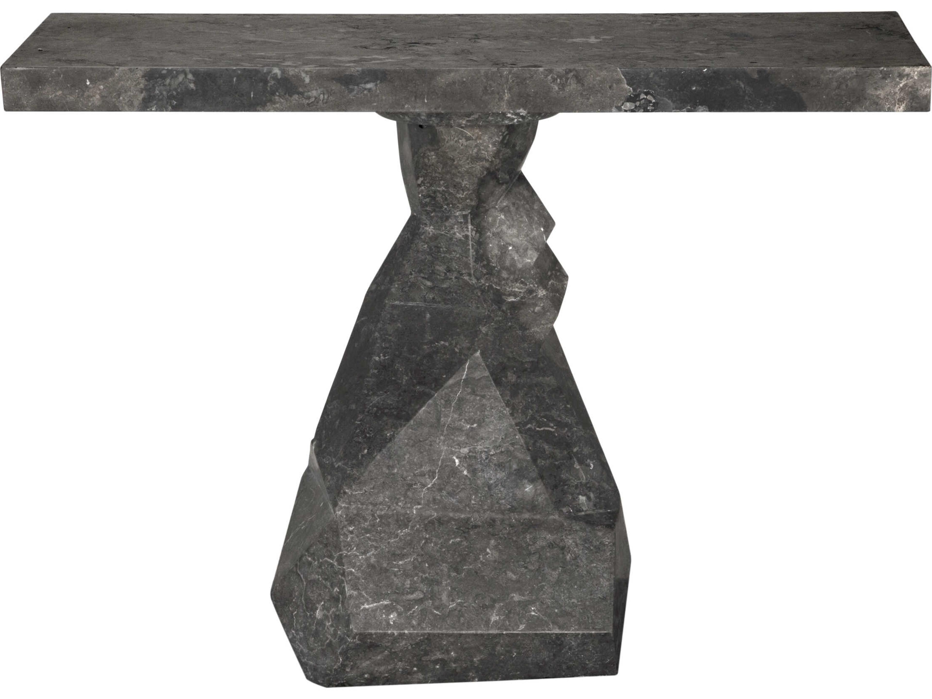 Noir Tilden Rectangular Black Marble Console Table