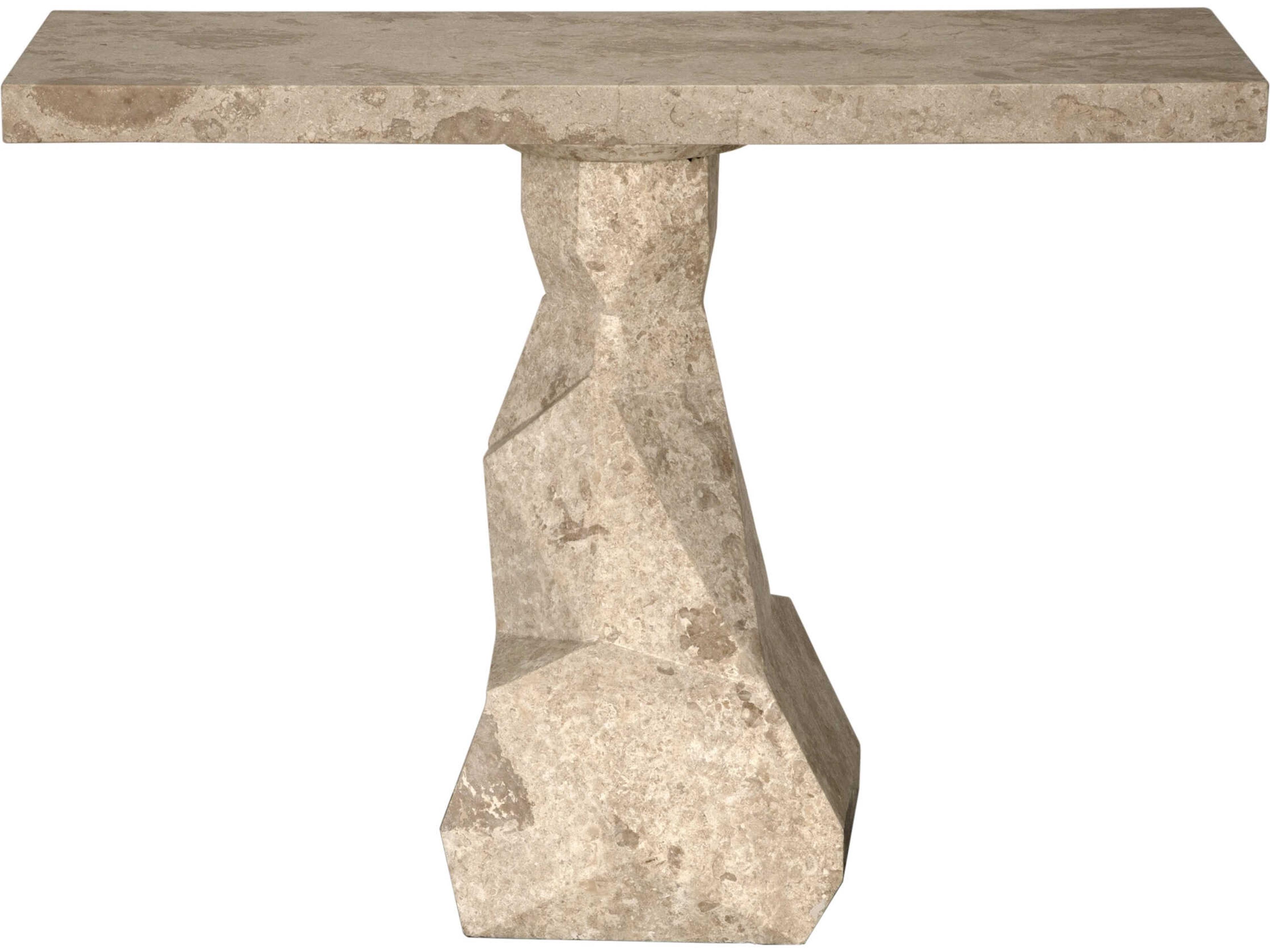 Noir Tilden Rectangular White Marble Console Table