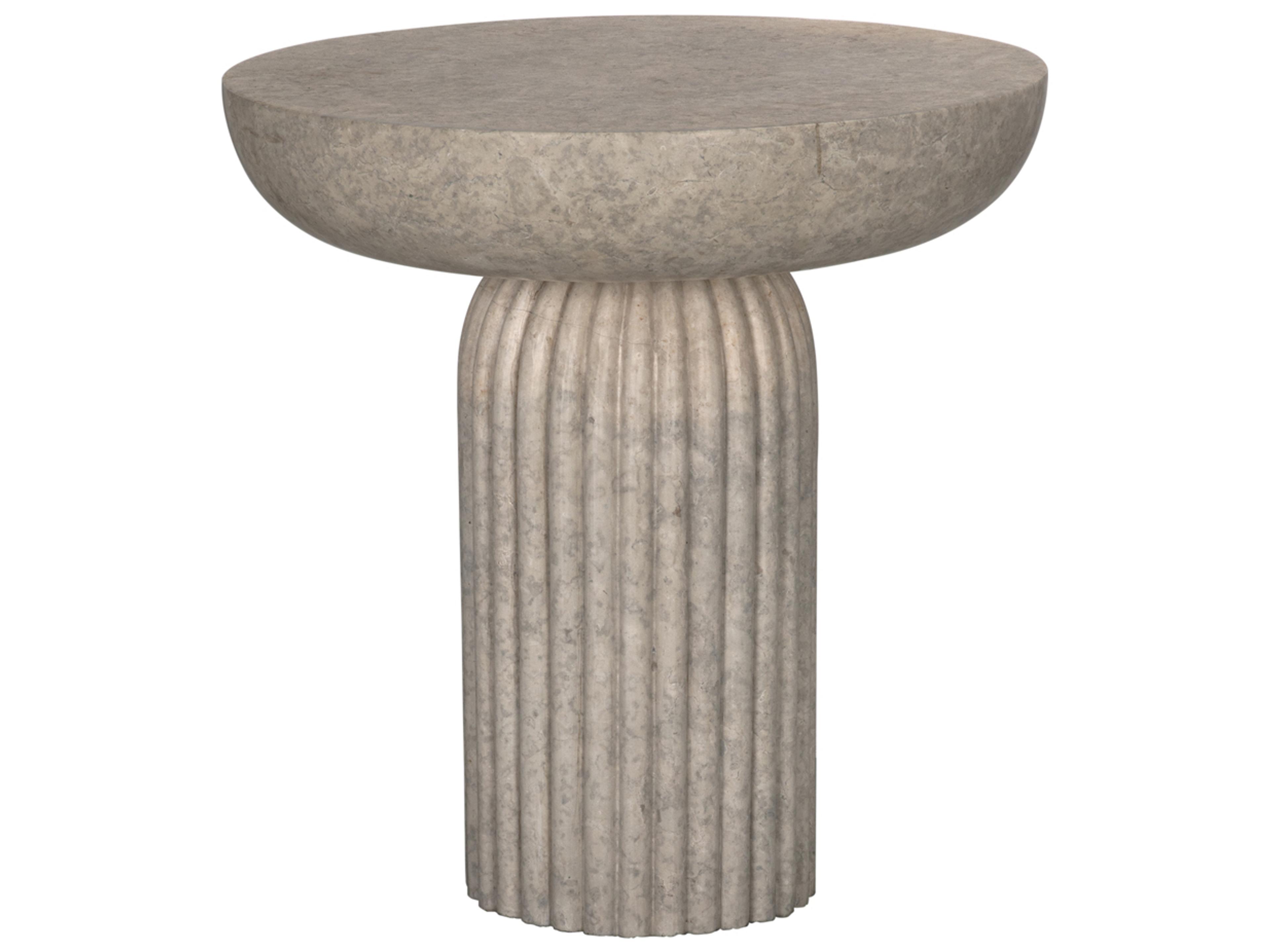 Round Diva White Marble End Table