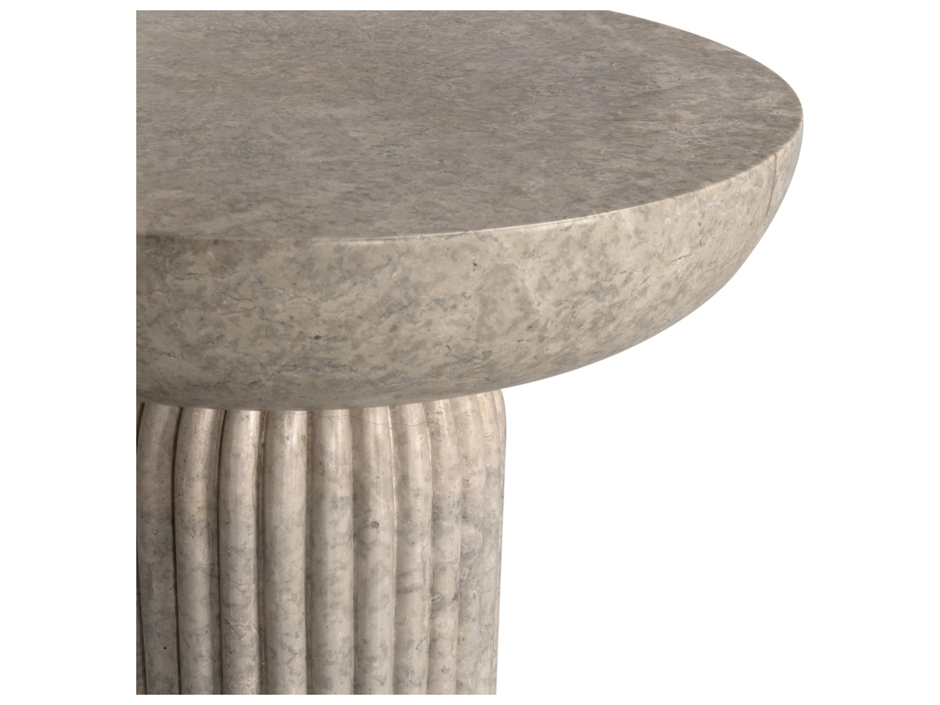 Noir Round Diva White Marble End Table