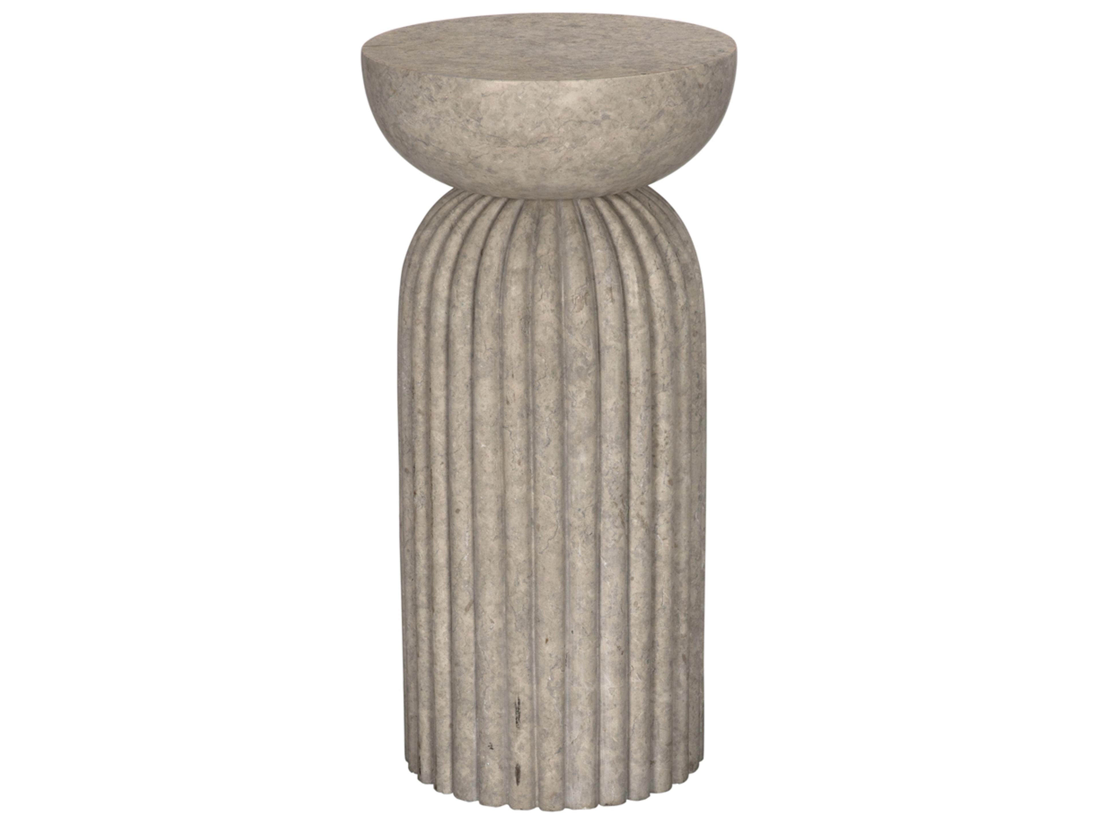 Noir Diva Round White Marble End Table