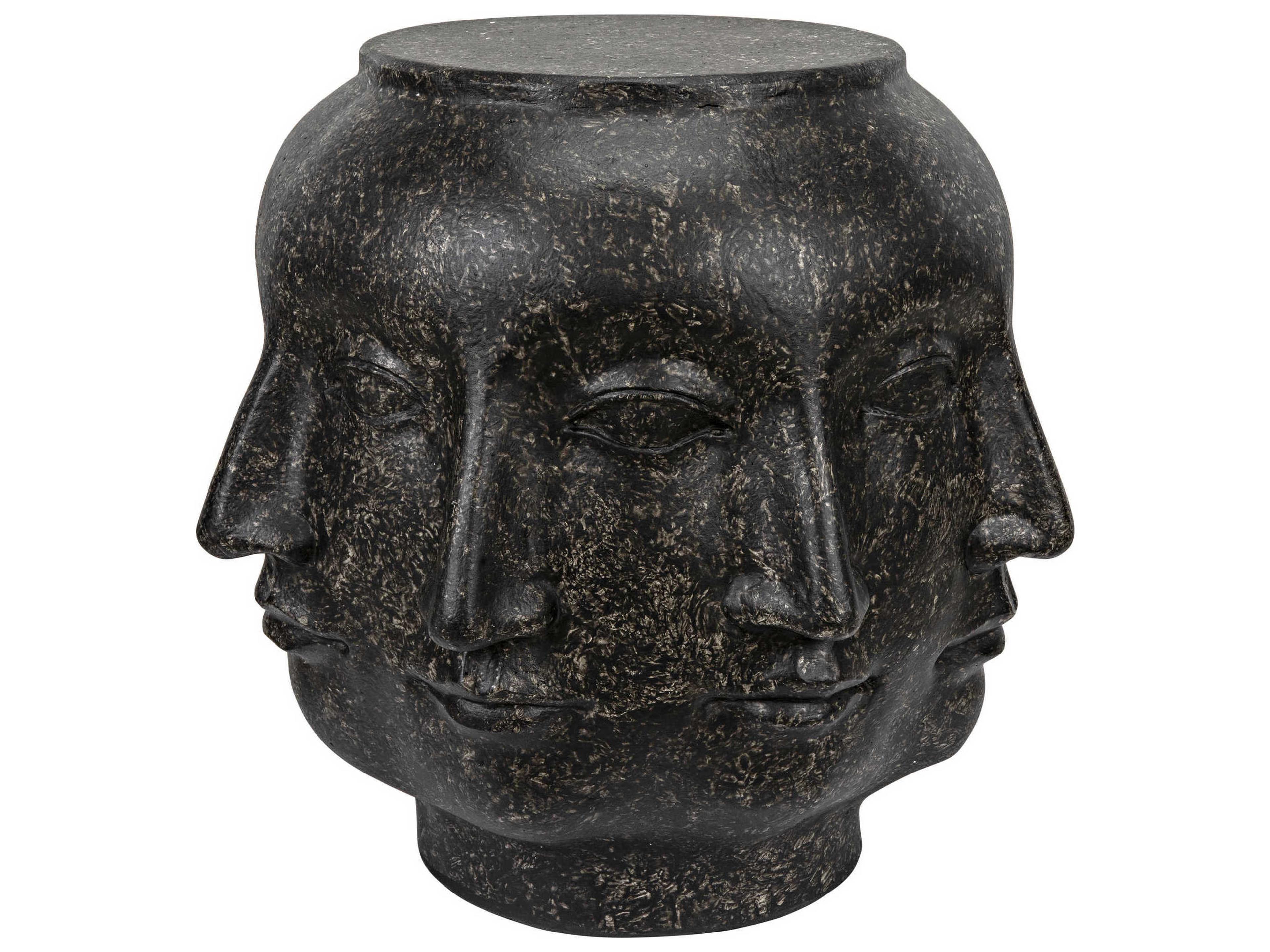 Multi-Face Accent Stool in Black Fiber Cement