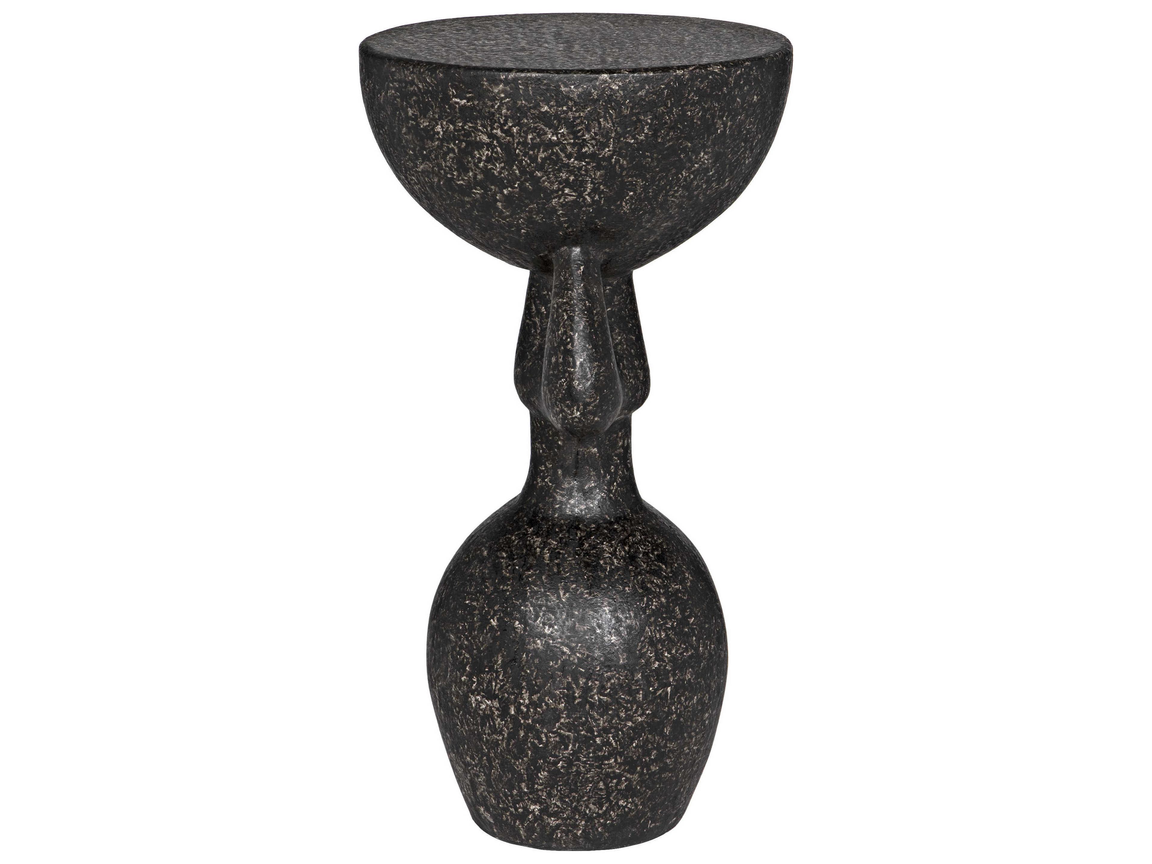Noir Round Black Fiber Cement End Table