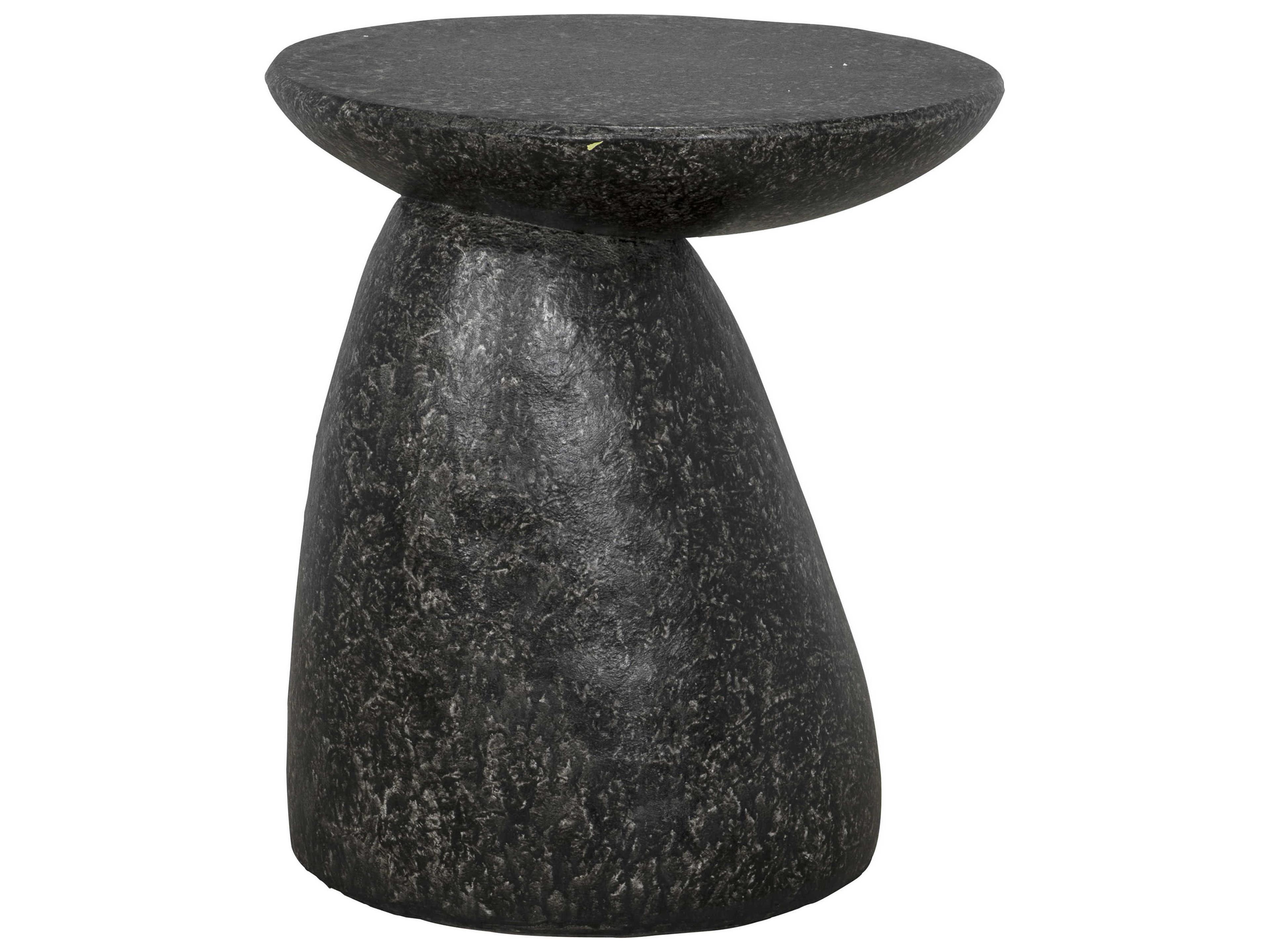 Round Black Fiber Cement End Table
