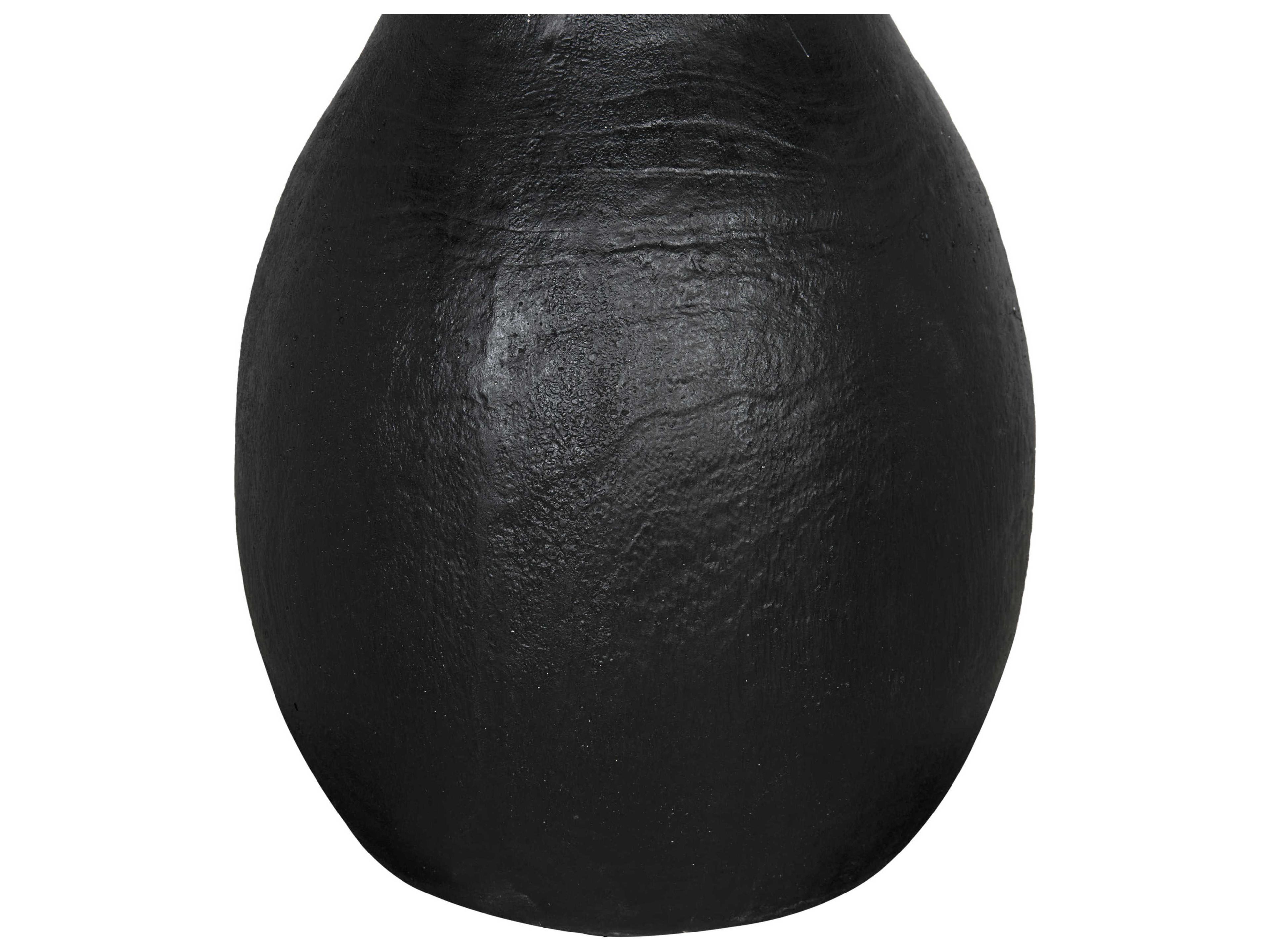 Noir Samson Round Black Burnt Fiber Cement End Table