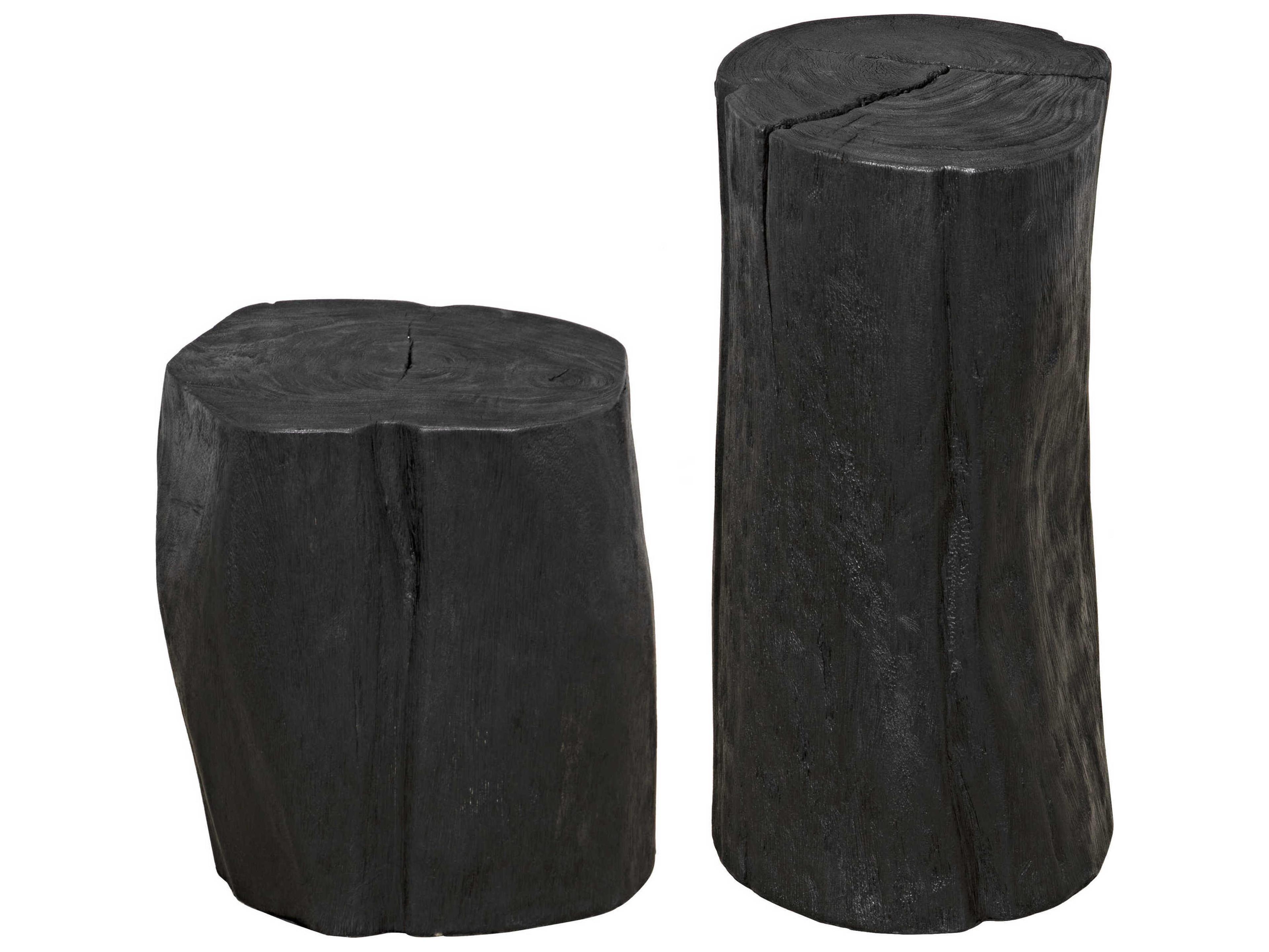 Round Wood Burnt Black End Table