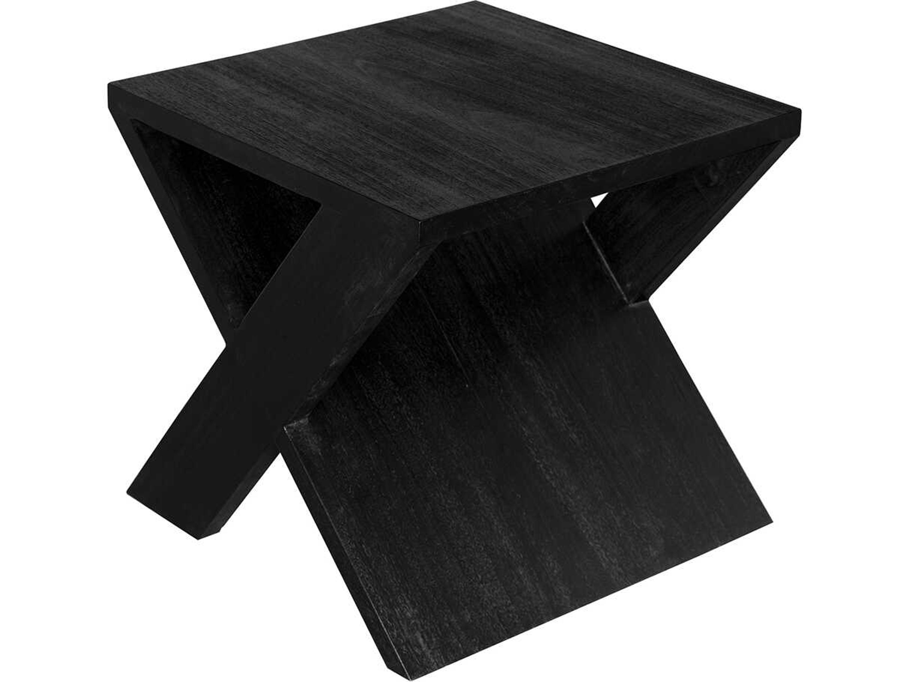 Noir Dylan Rectangular Wood Burnt Black End Table