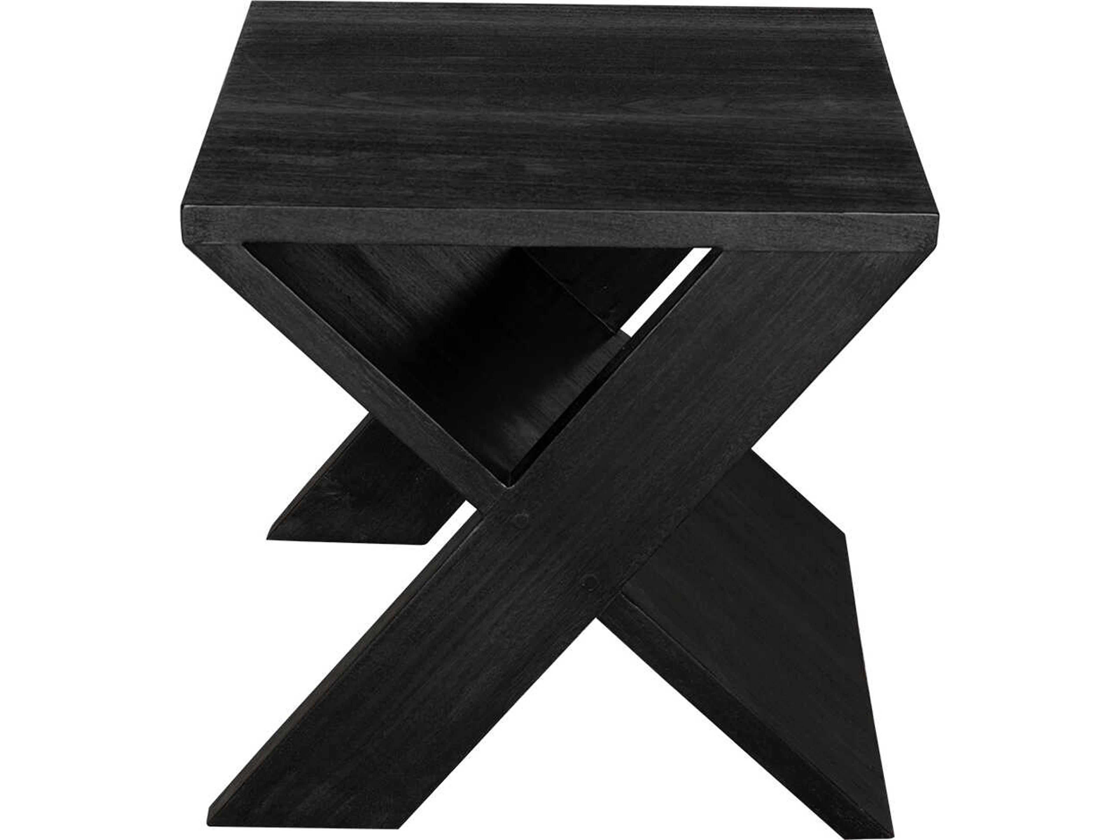 Noir Dylan Rectangular Wood Burnt Black End Table