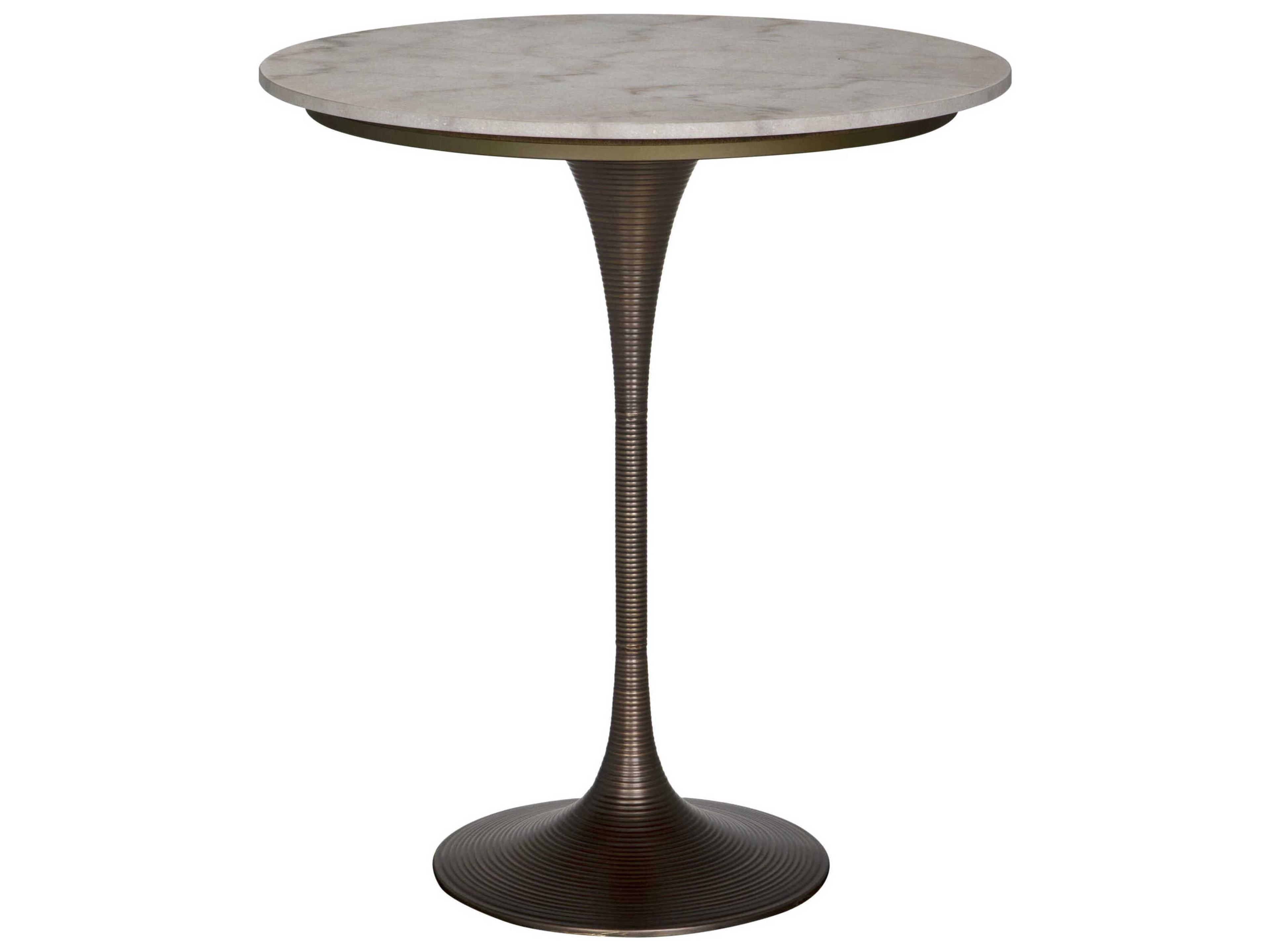Joni Aged Brass Round Marble Bar Table
