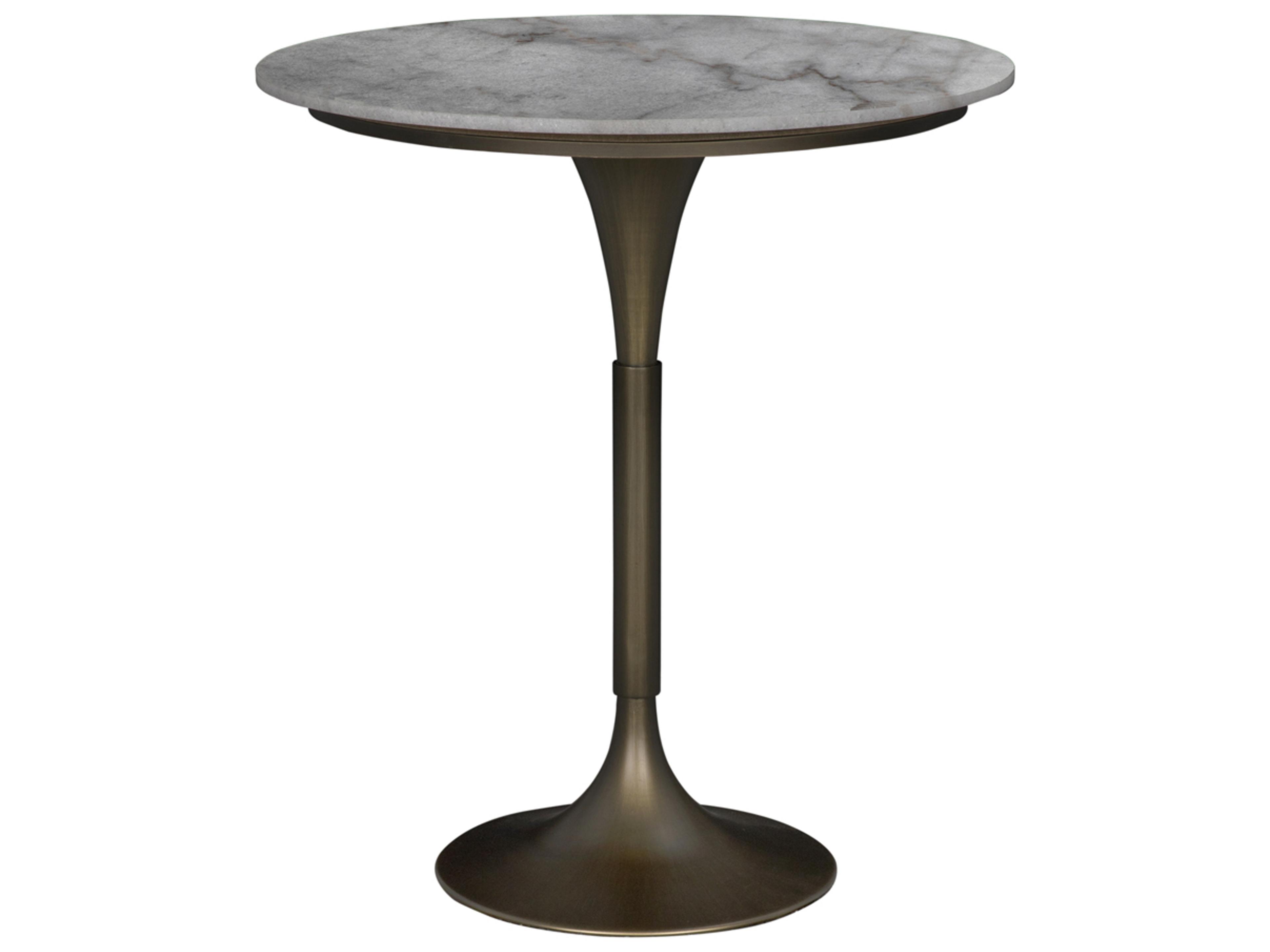 Jman Aged Brass Round Marble Bar Table