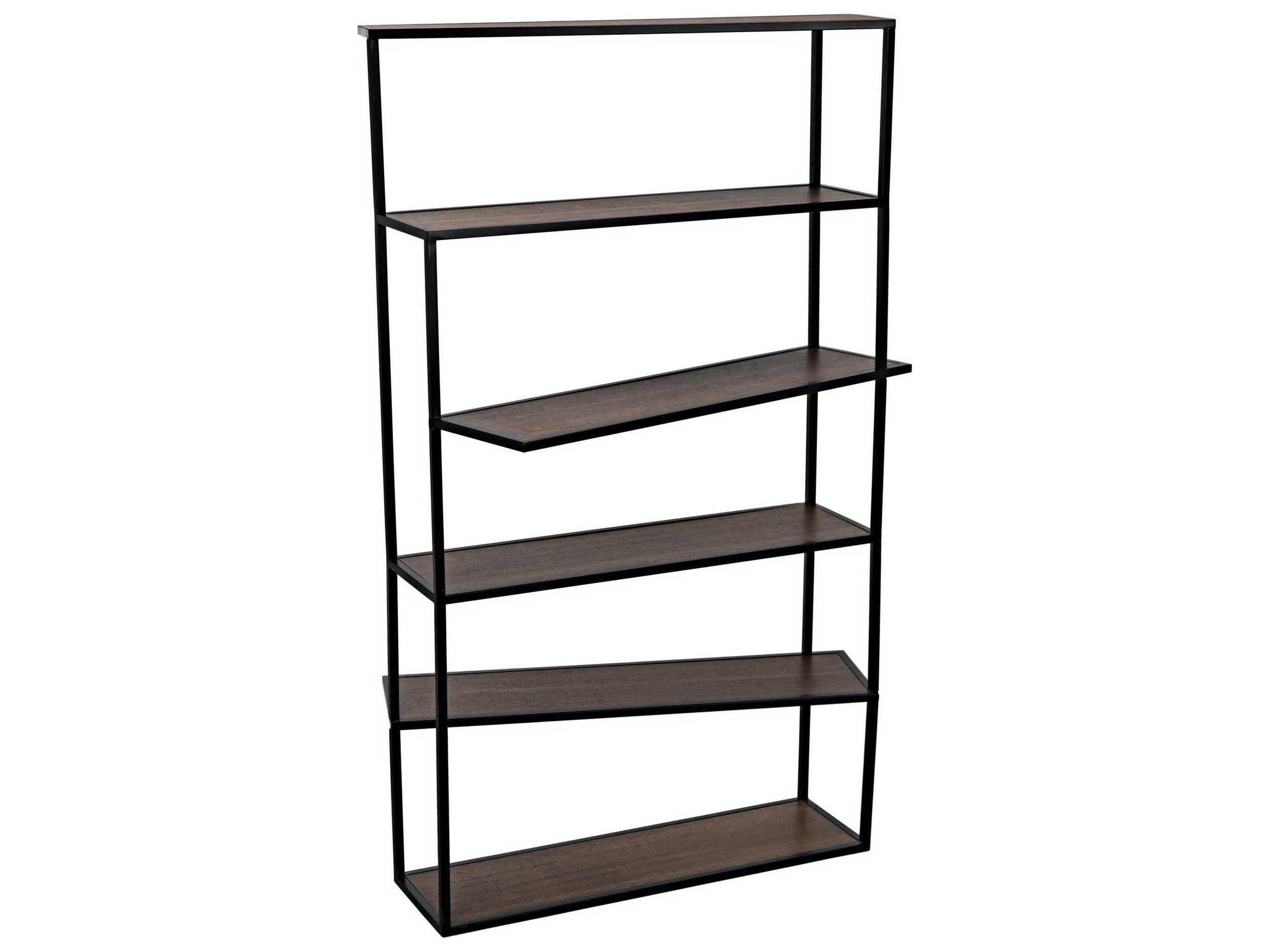 Dark Walnut With Matte Black Bookcase
