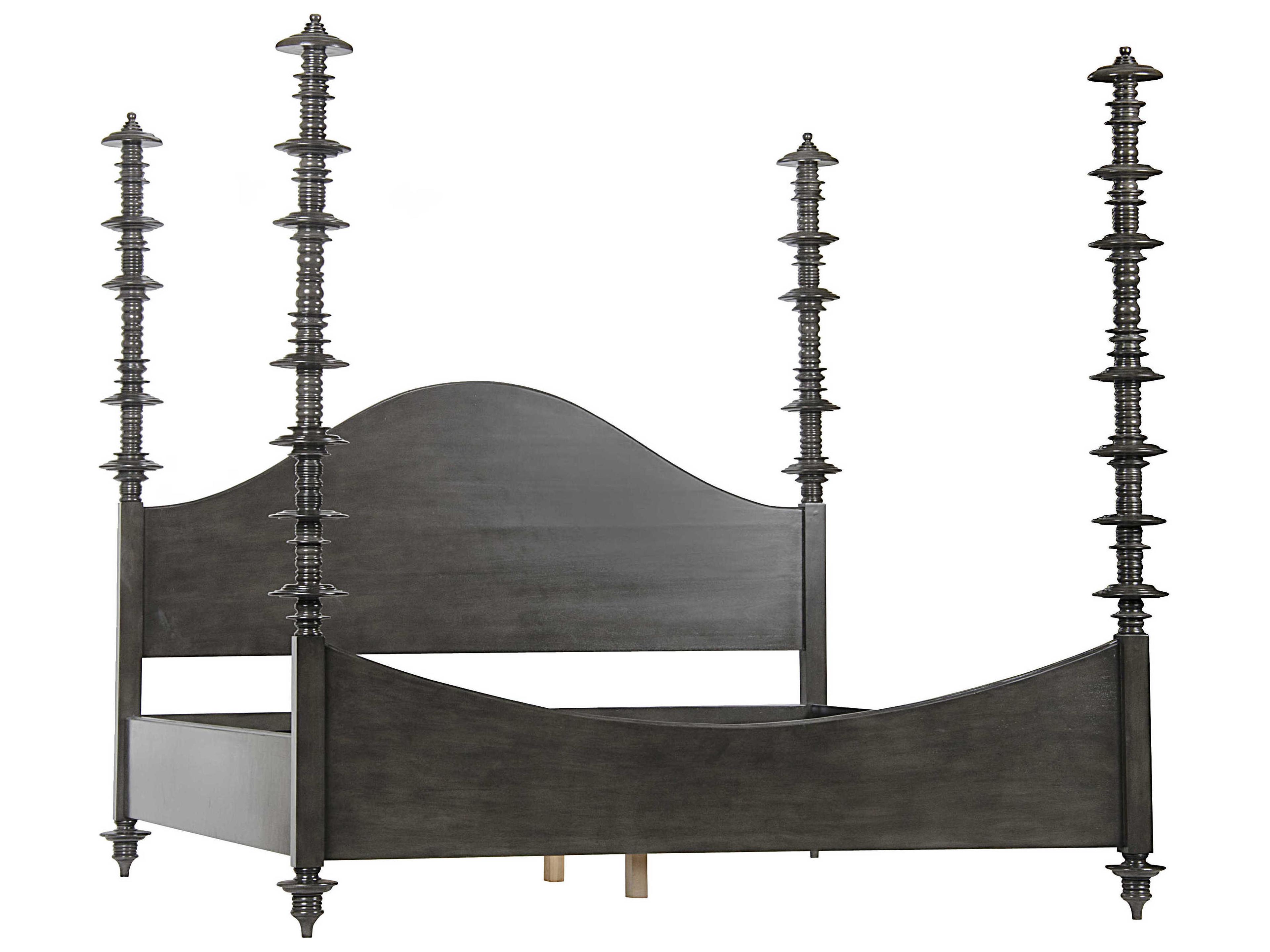 Ferret Pale Brown Mahogany Wood King Poster Bed