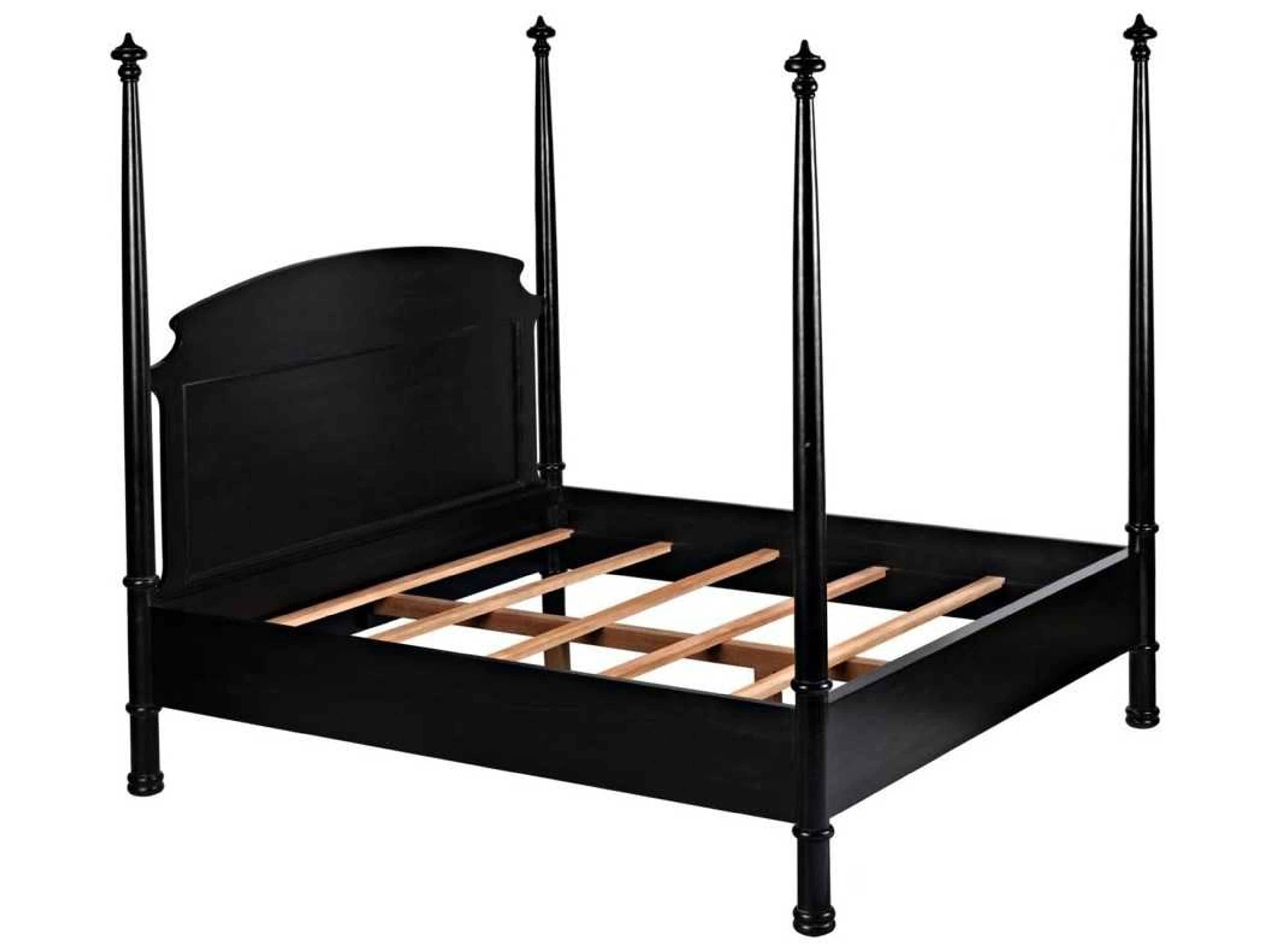 Noir Douglas Hand Rubbed Black Mahogany Wood King Poster Bed