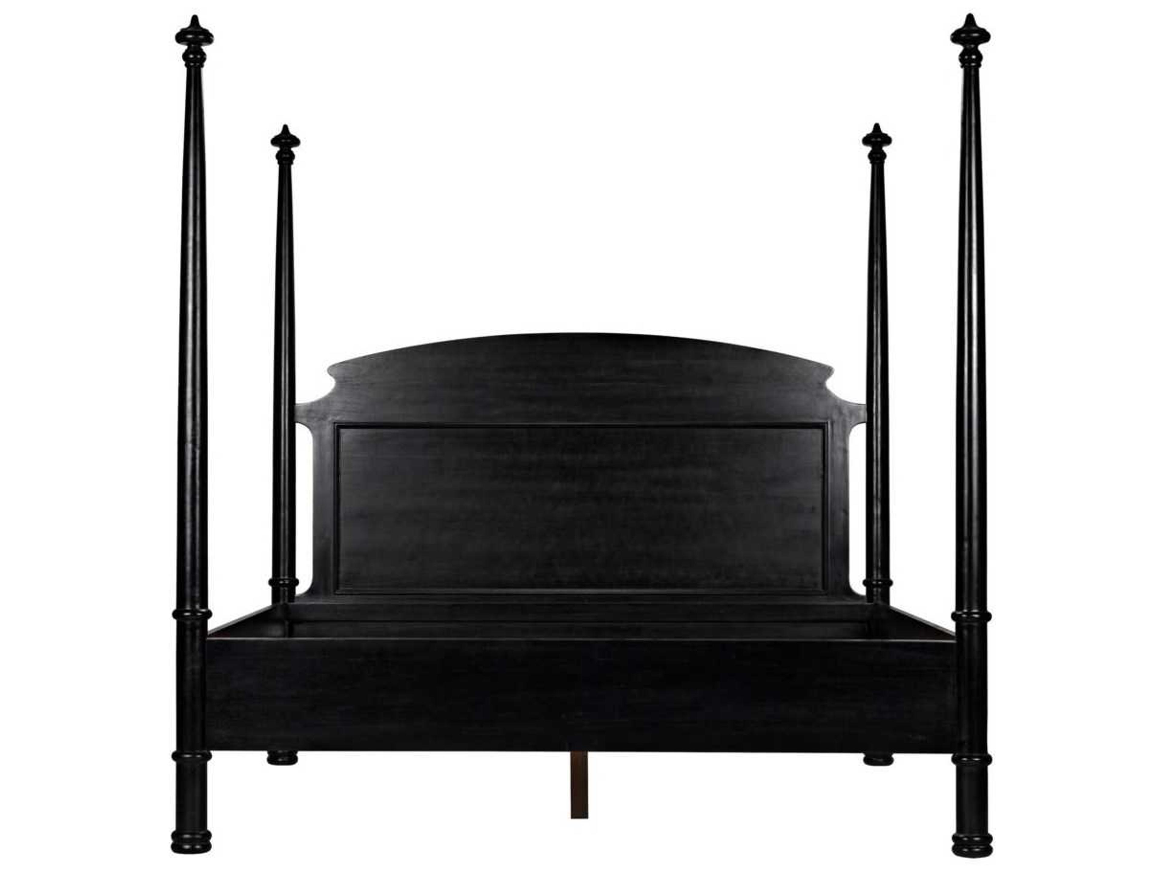 Noir Douglas Hand Rubbed Black Mahogany Wood King Poster Bed