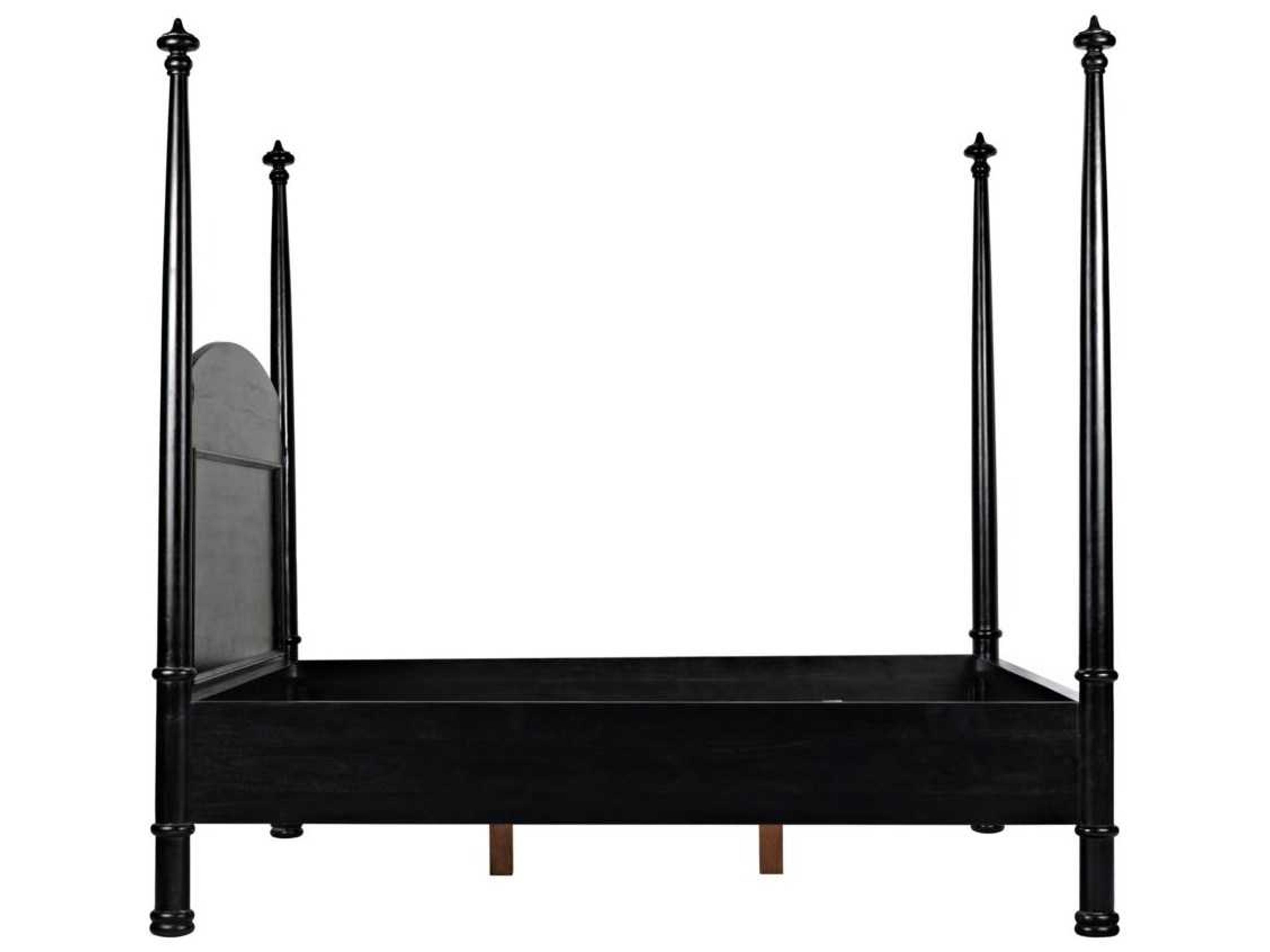 Noir Douglas Hand Rubbed Black Mahogany Wood King Poster Bed