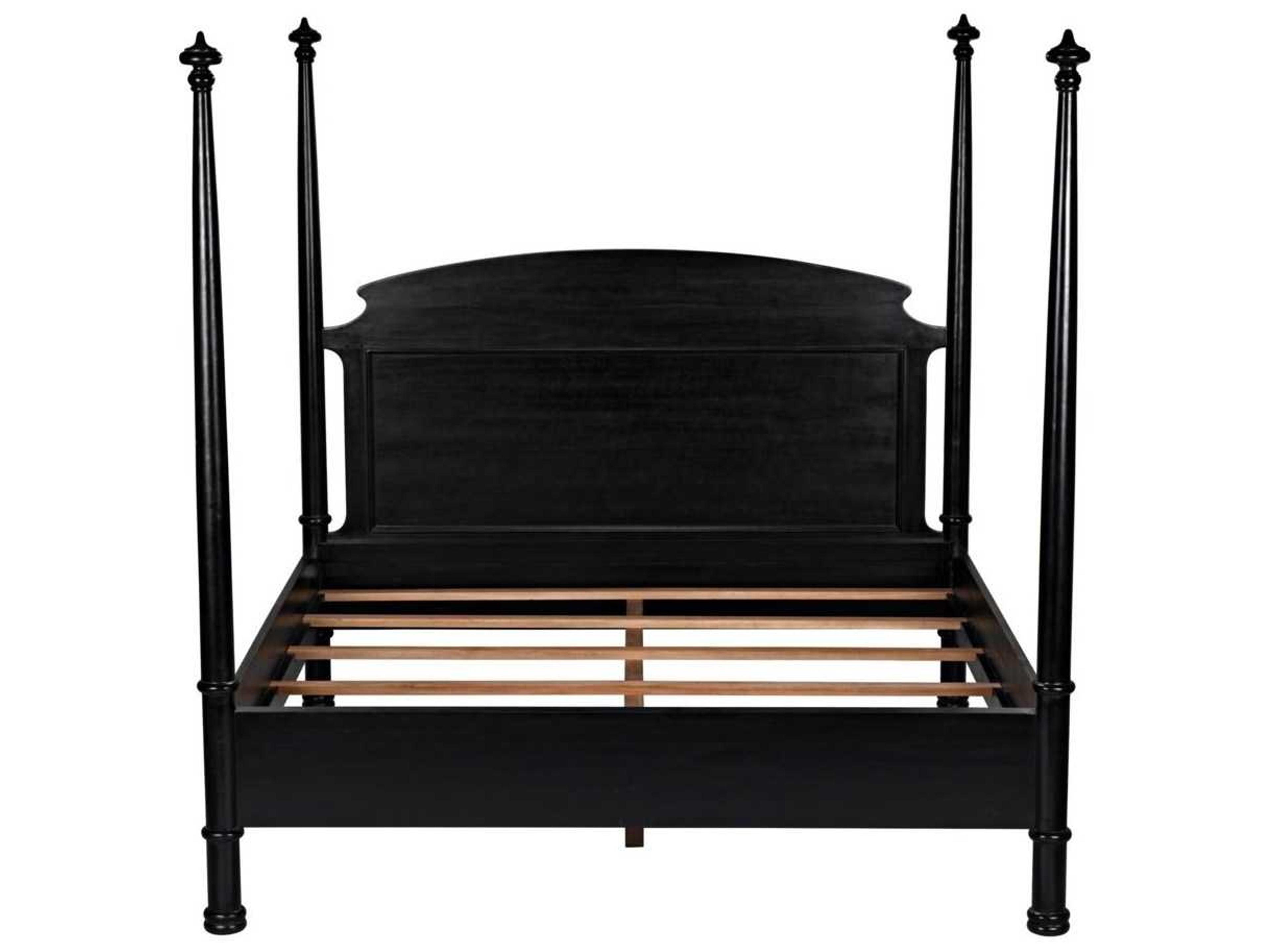 Noir Douglas Hand Rubbed Black Mahogany Wood Queen Poster Bed