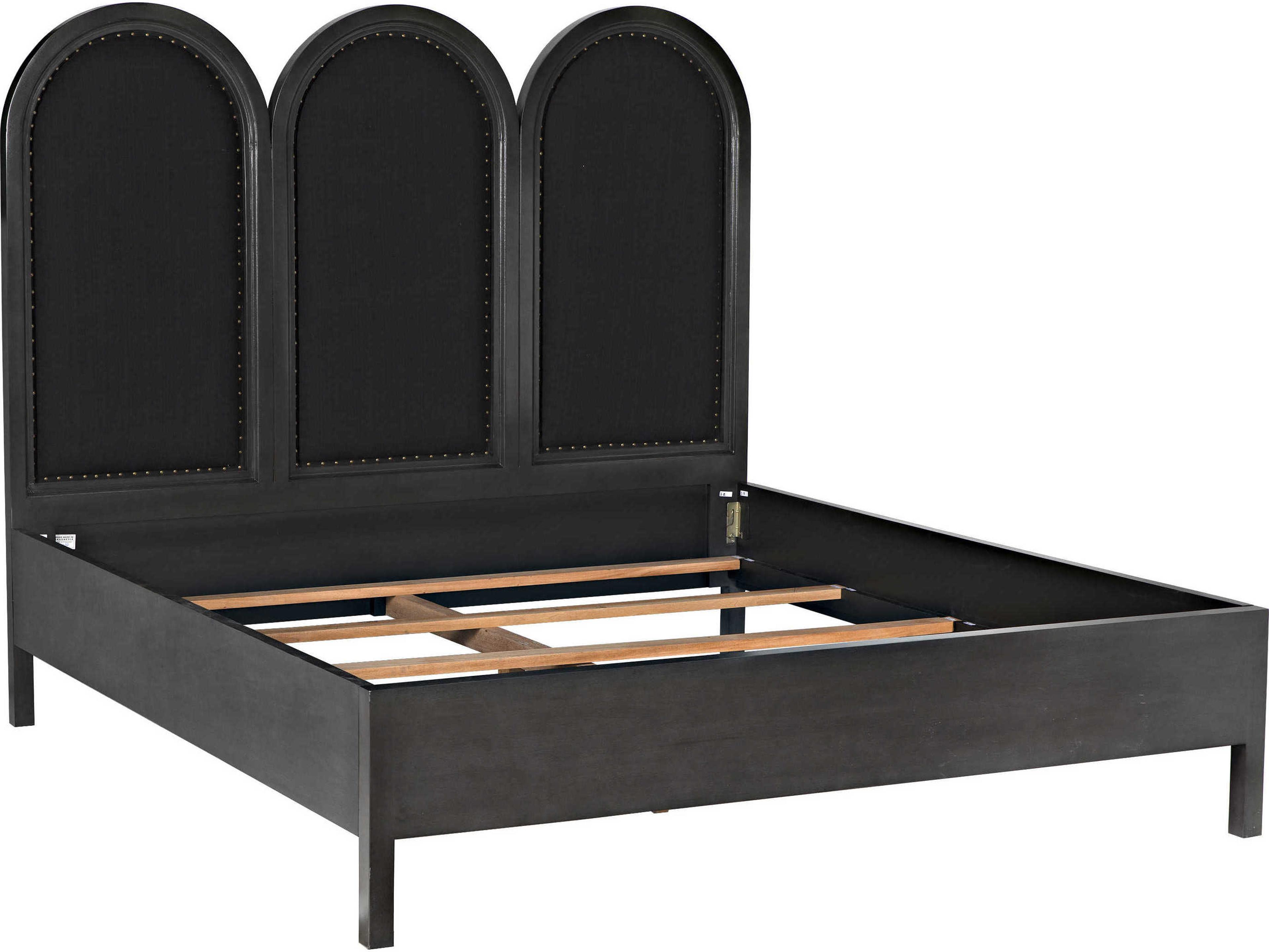 Black Pale Mahogany Wood King Panel Bed
