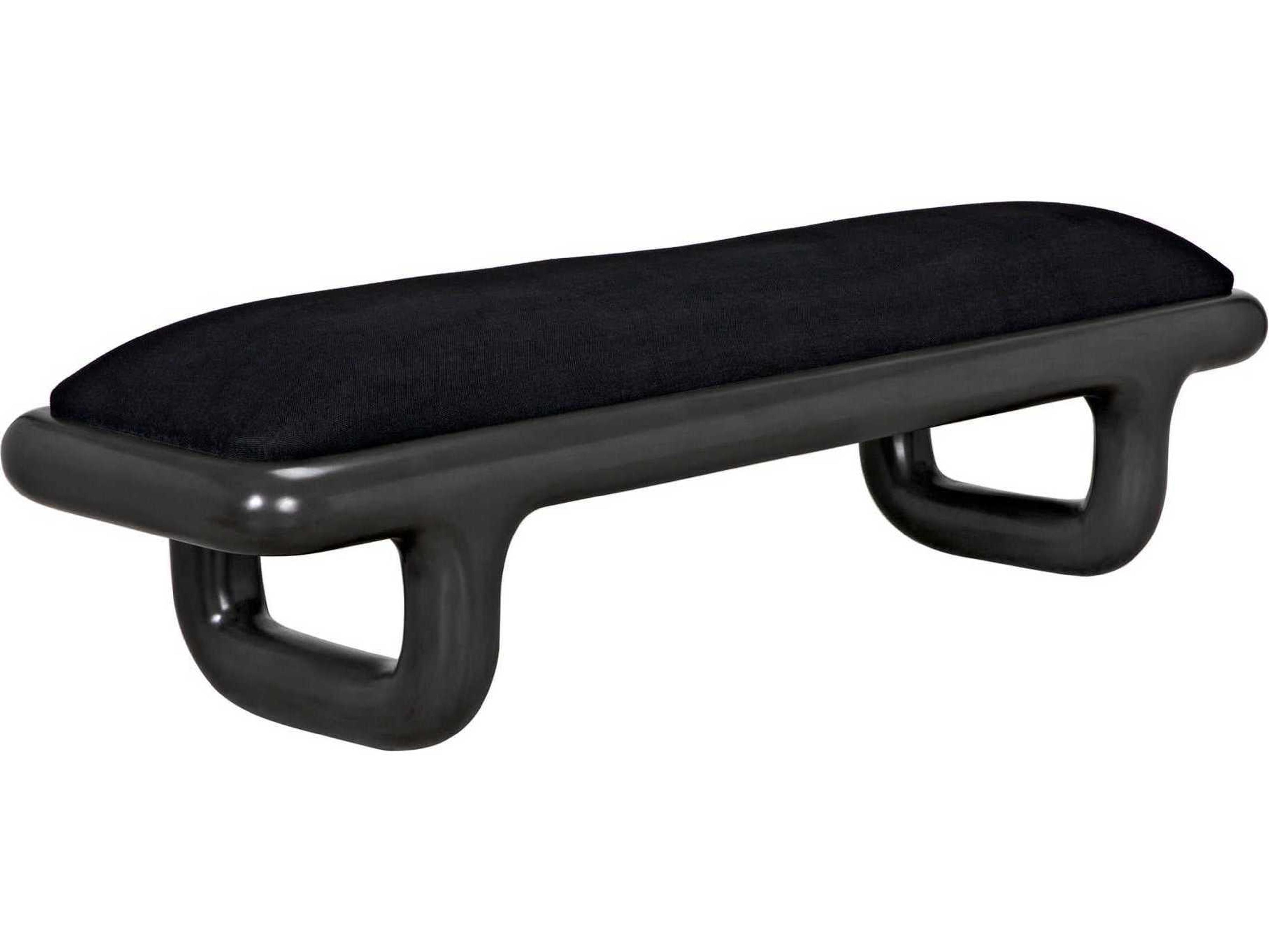 Noir Black Pale Upholstered Accent Bench