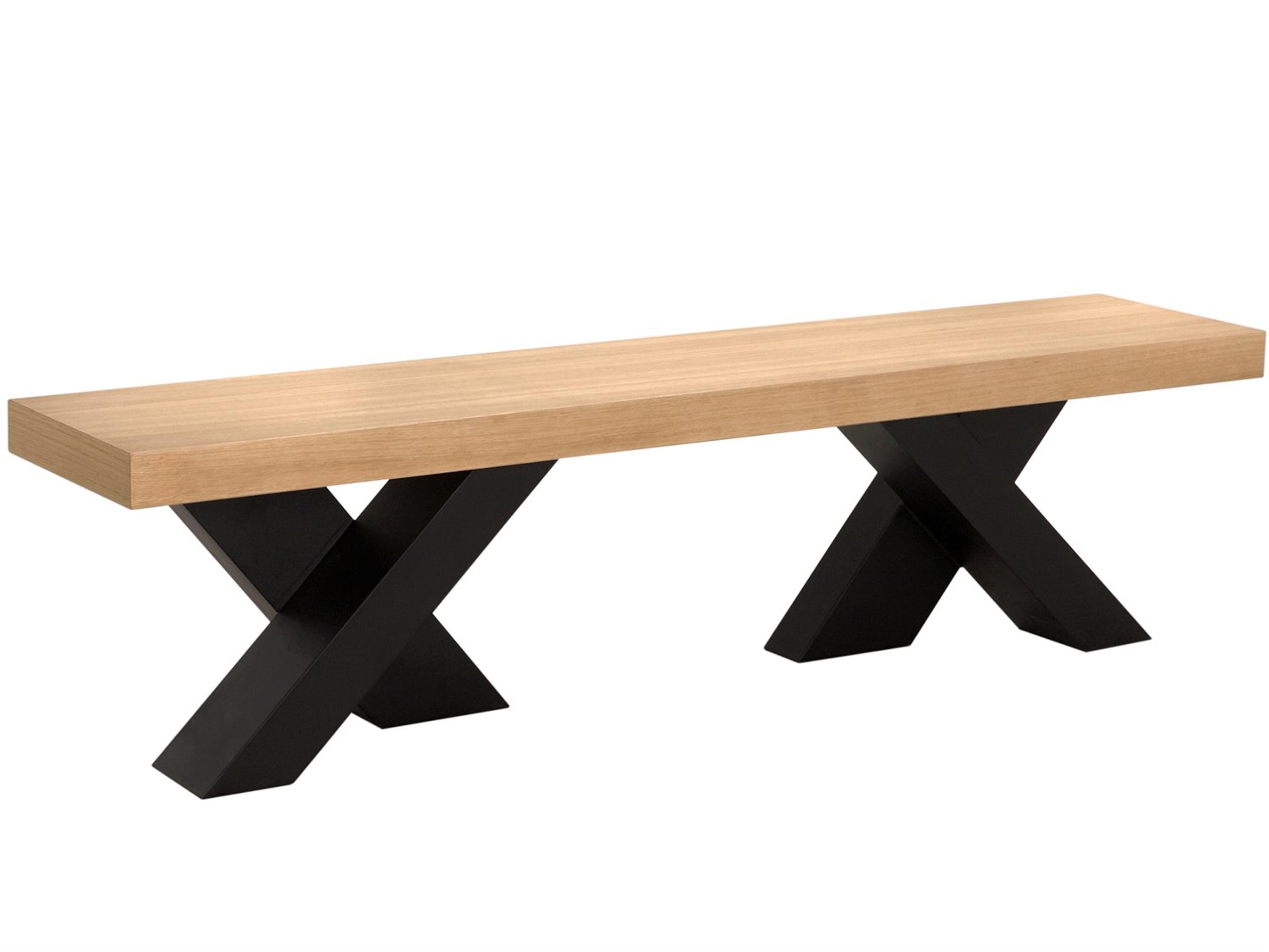 Gravity White Oak With Metal Flat Accent Bench