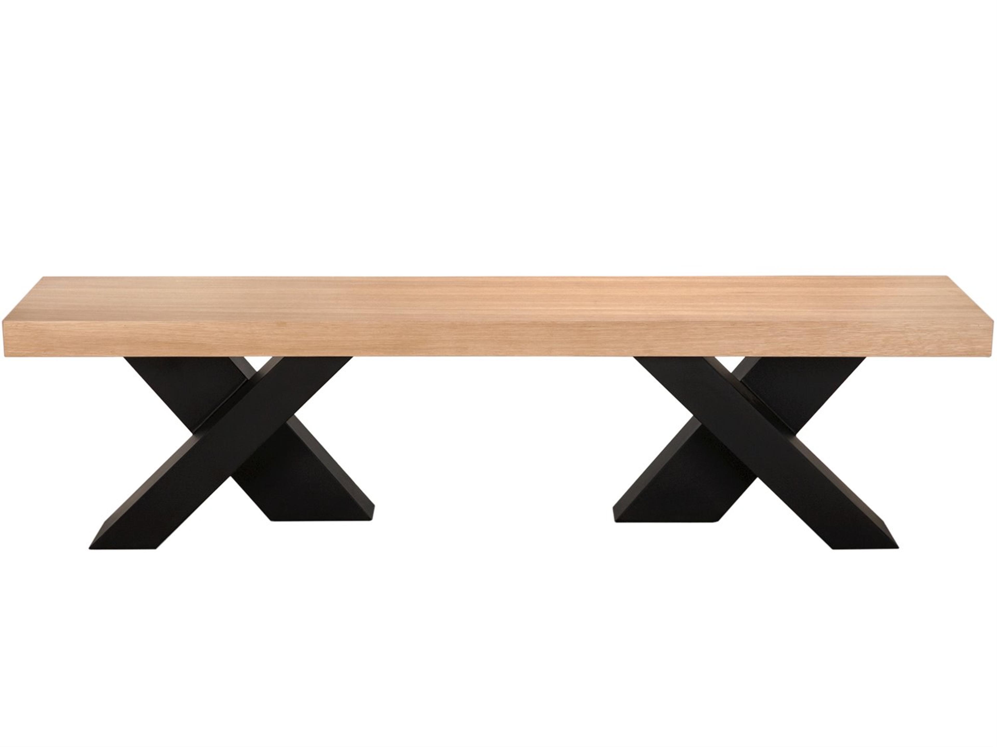 Noir Gravity White Oak With Metal Flat Accent Bench