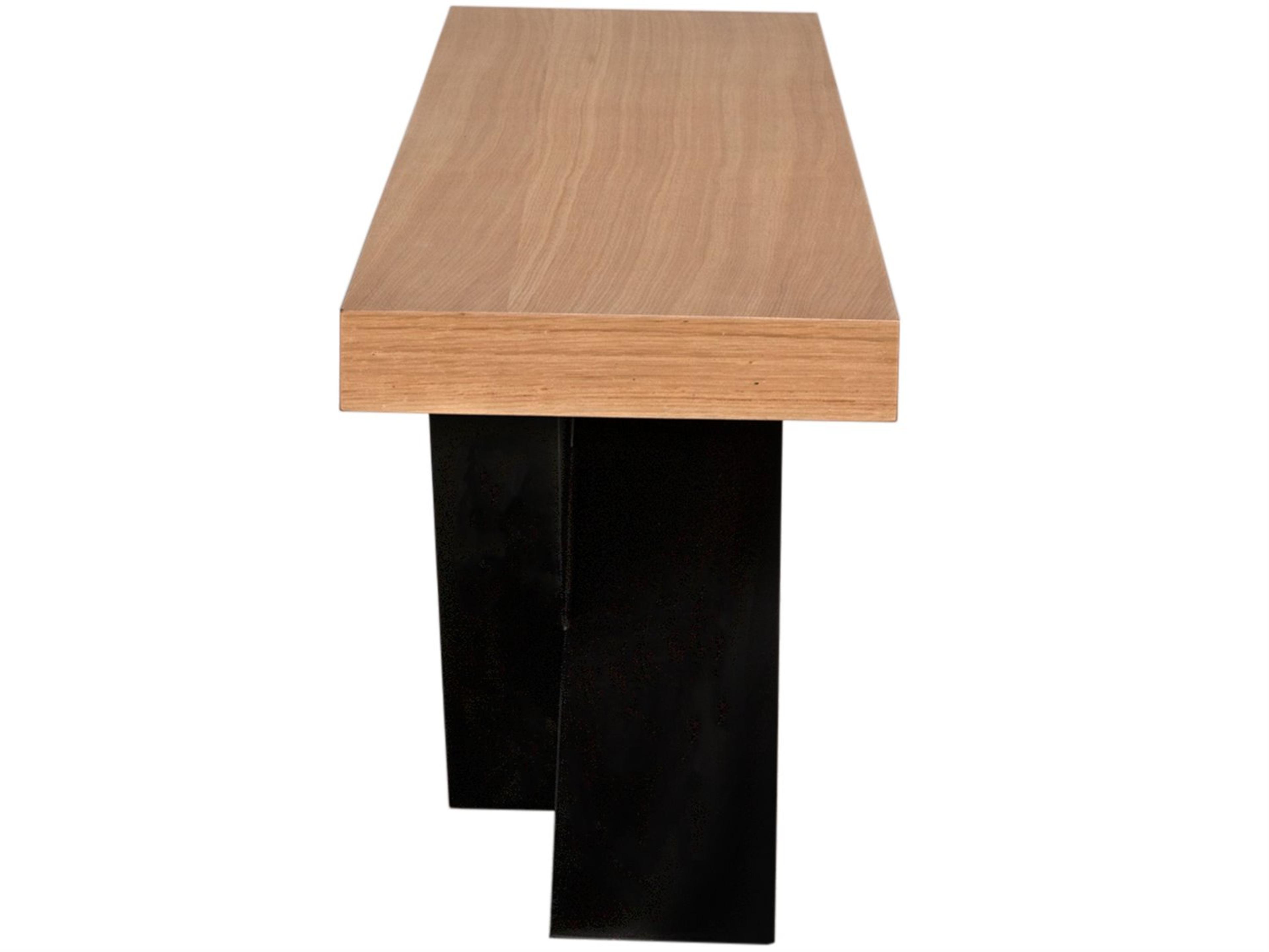 Noir Gravity White Oak With Metal Flat Accent Bench