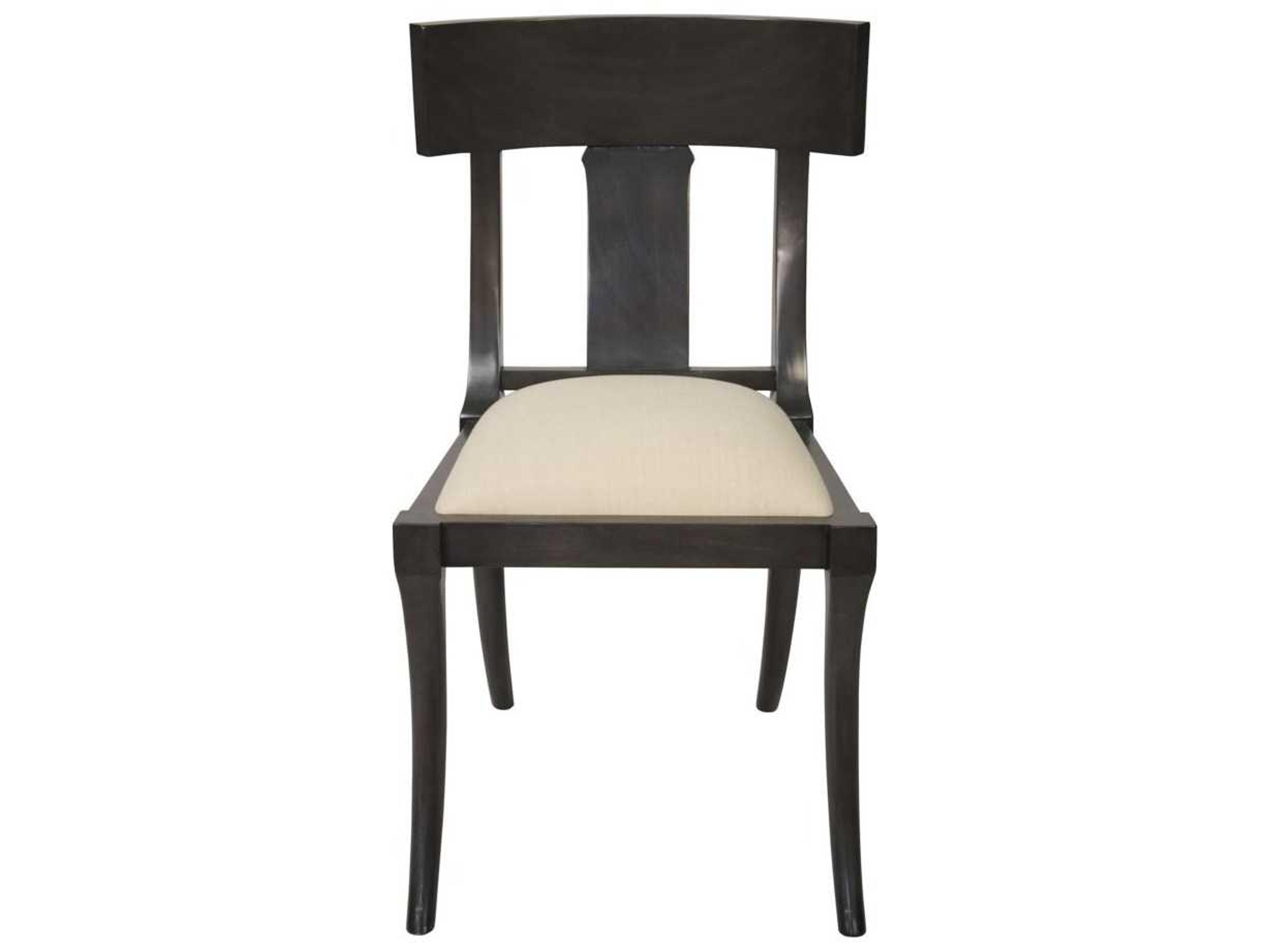 Noir Mahogany Wood Gray Upholstered Side Dining Chair