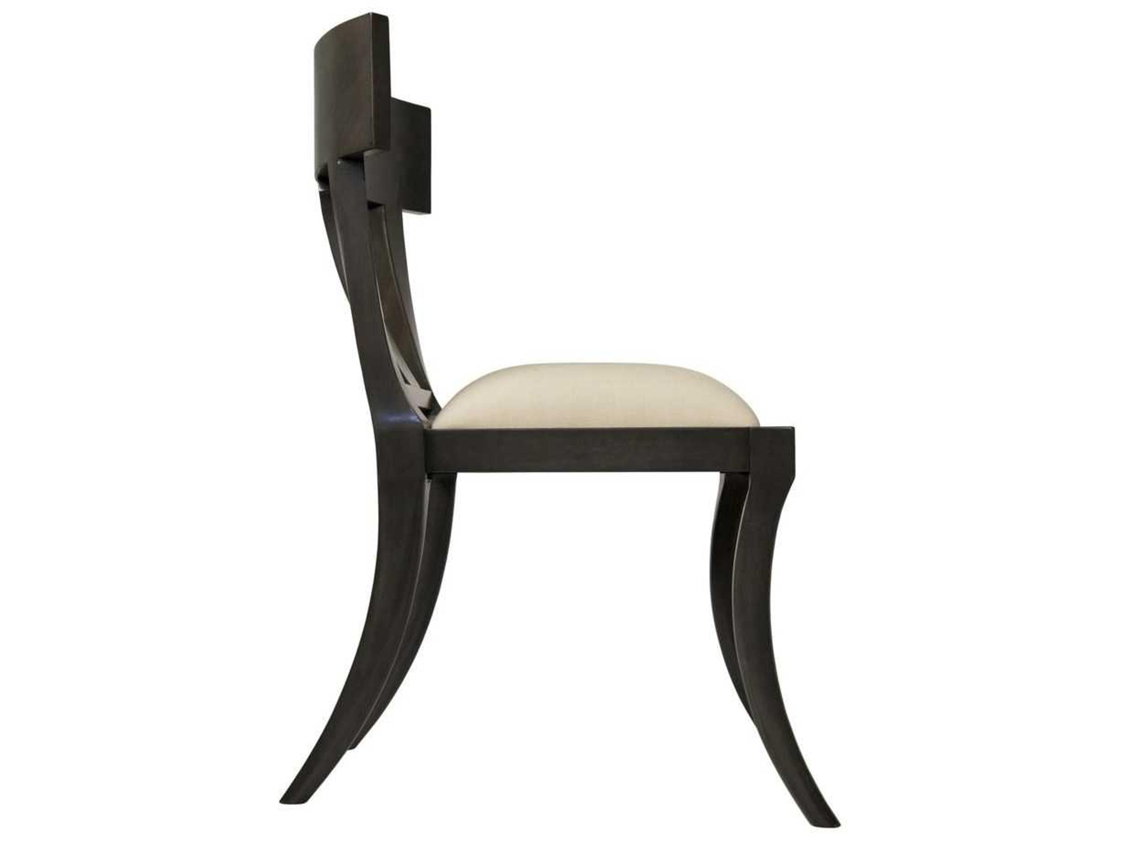 Noir Mahogany Wood Gray Upholstered Side Dining Chair
