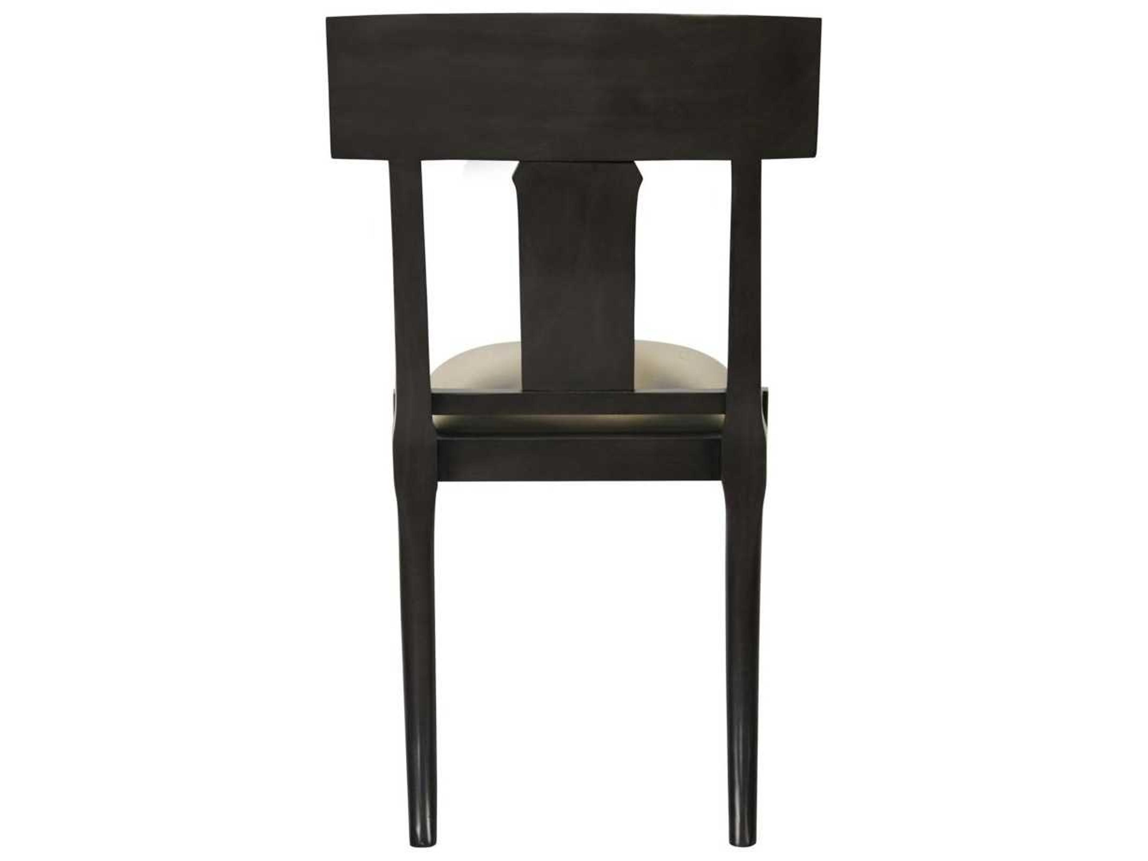 Noir Mahogany Wood Gray Upholstered Side Dining Chair