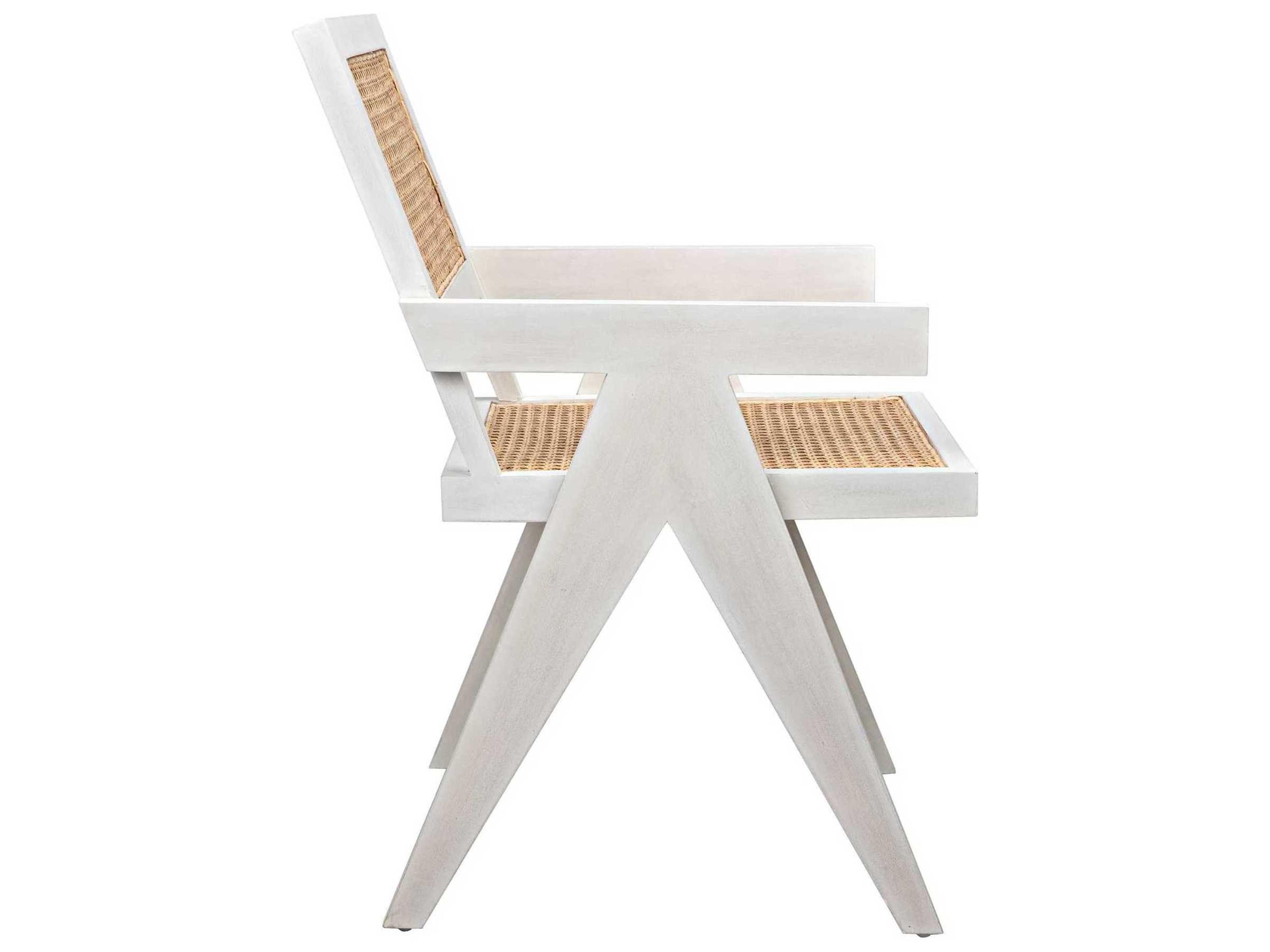 Noir Teak Wood Brown Arm Dining Chair