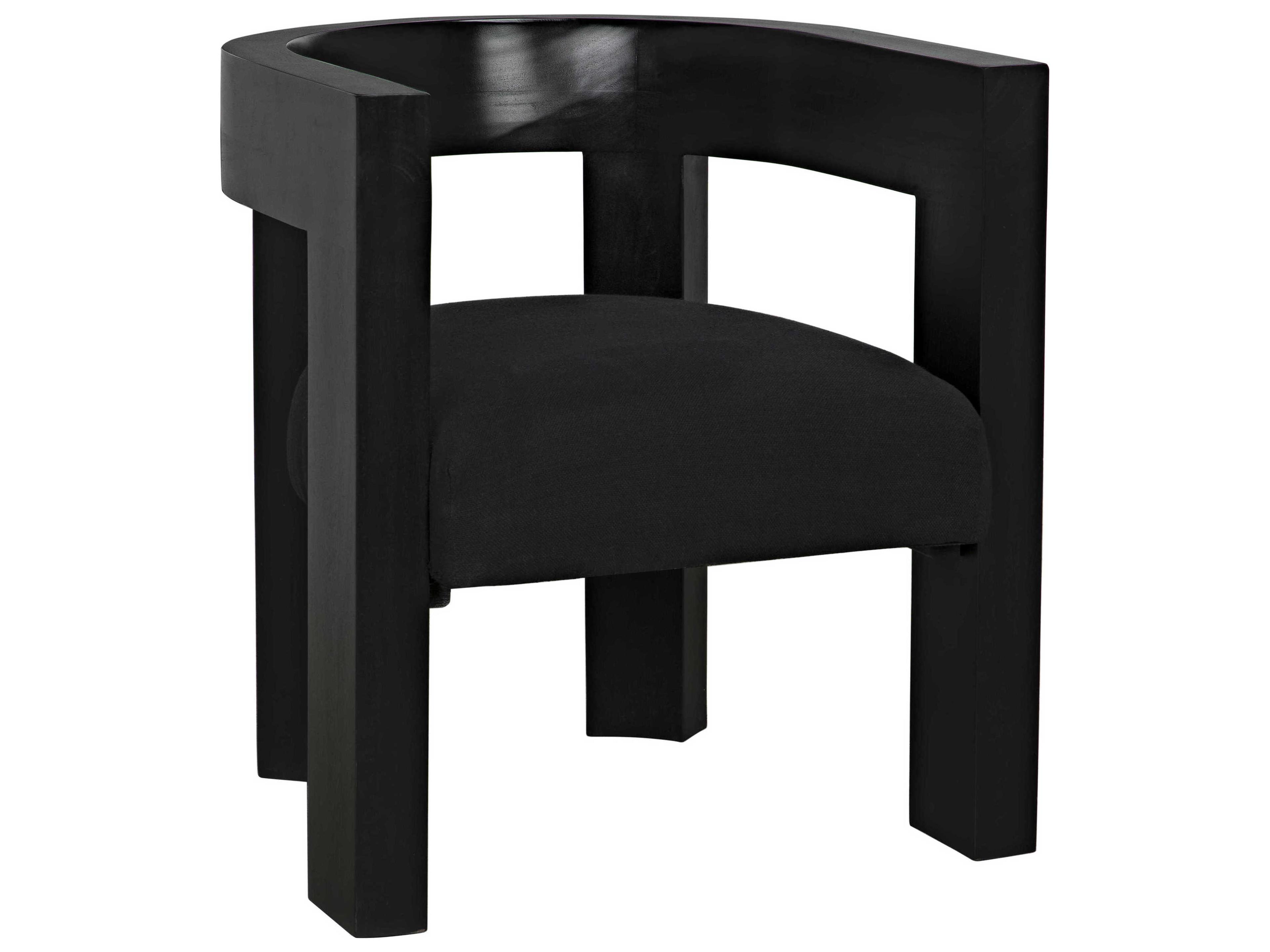 Mahogany Wood Black Upholstered Arm Dining Chair