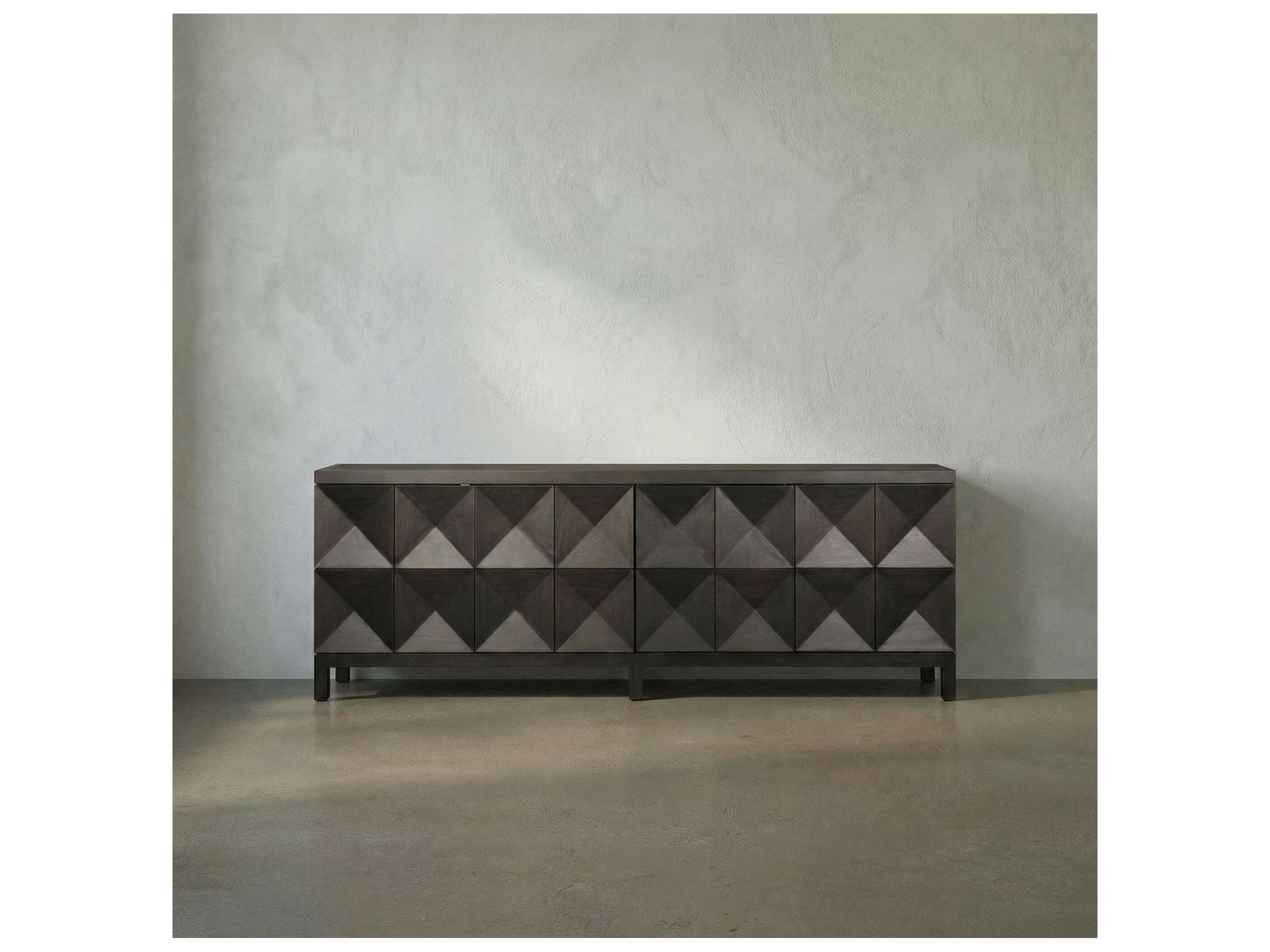 Noir Quadrant 96" Walnut Wood Ebony Sideboard