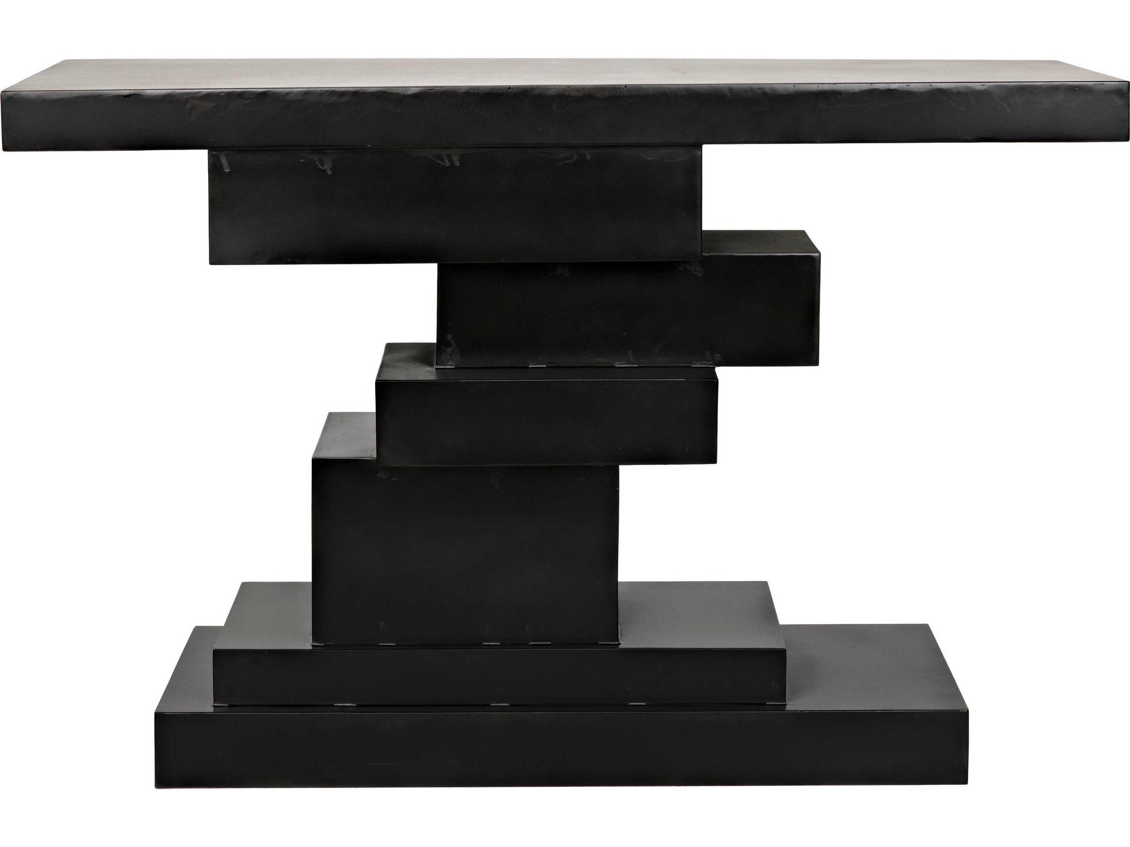 Noir Rectangular Black Metal Console Table