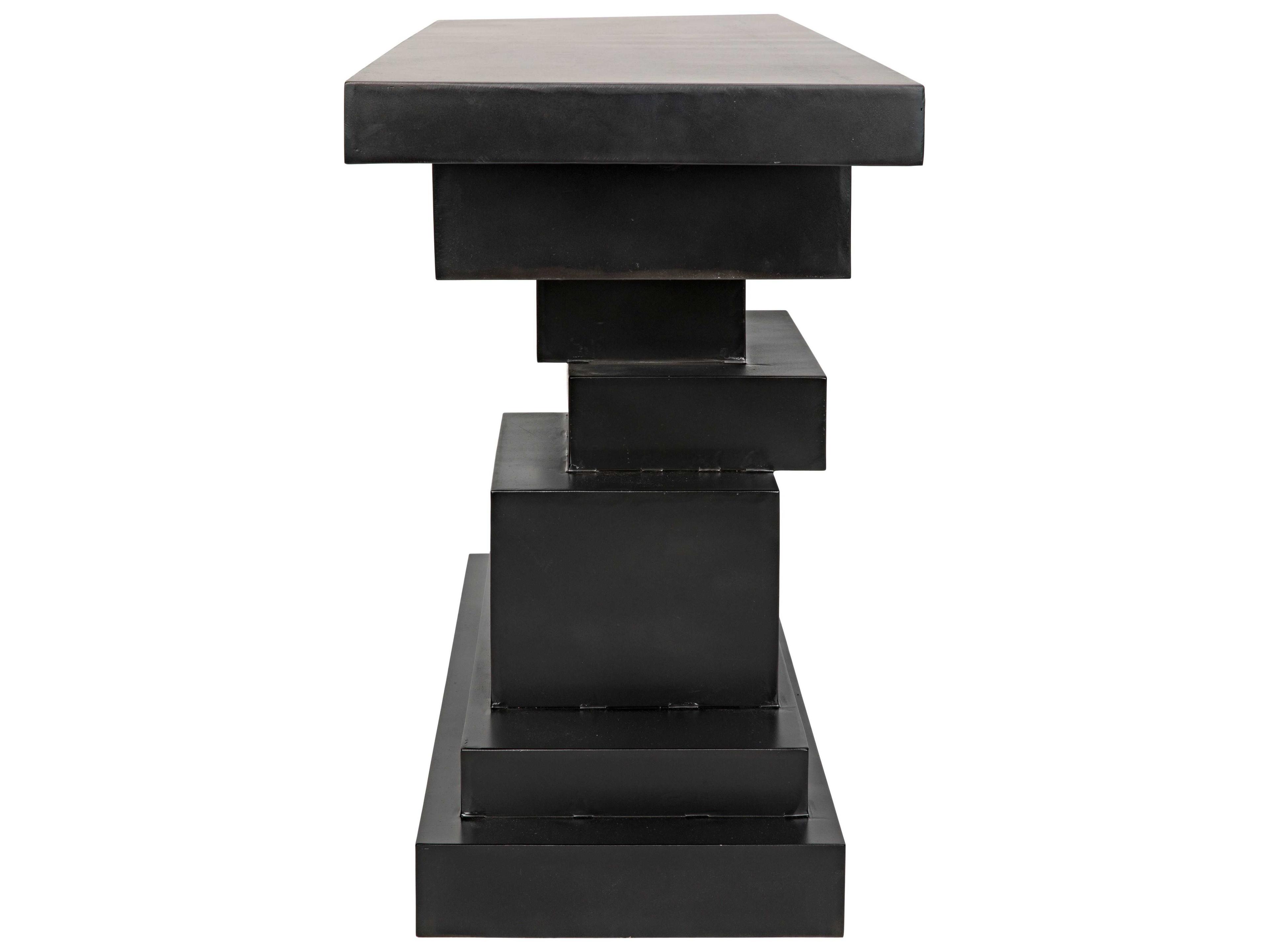 Noir Rectangular Black Metal Console Table